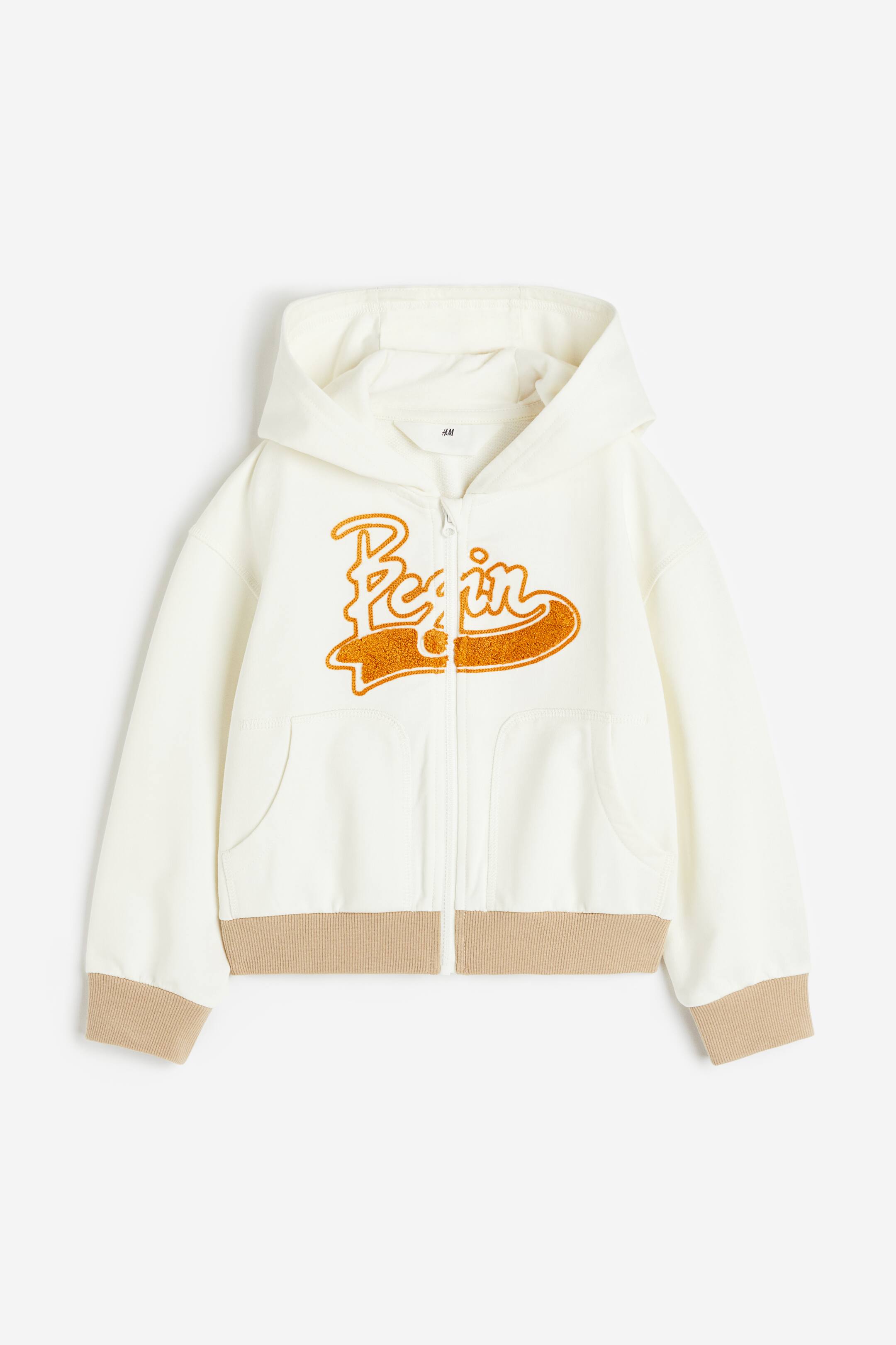 이미지 확대 보기: 집업 후디 - 화이트/오렌지 - Kids | H&M KR 1