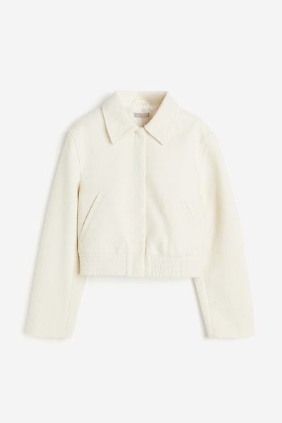 Bouclé jacket - Round neck - Long sleeve - Cream - Ladies | H&M GB