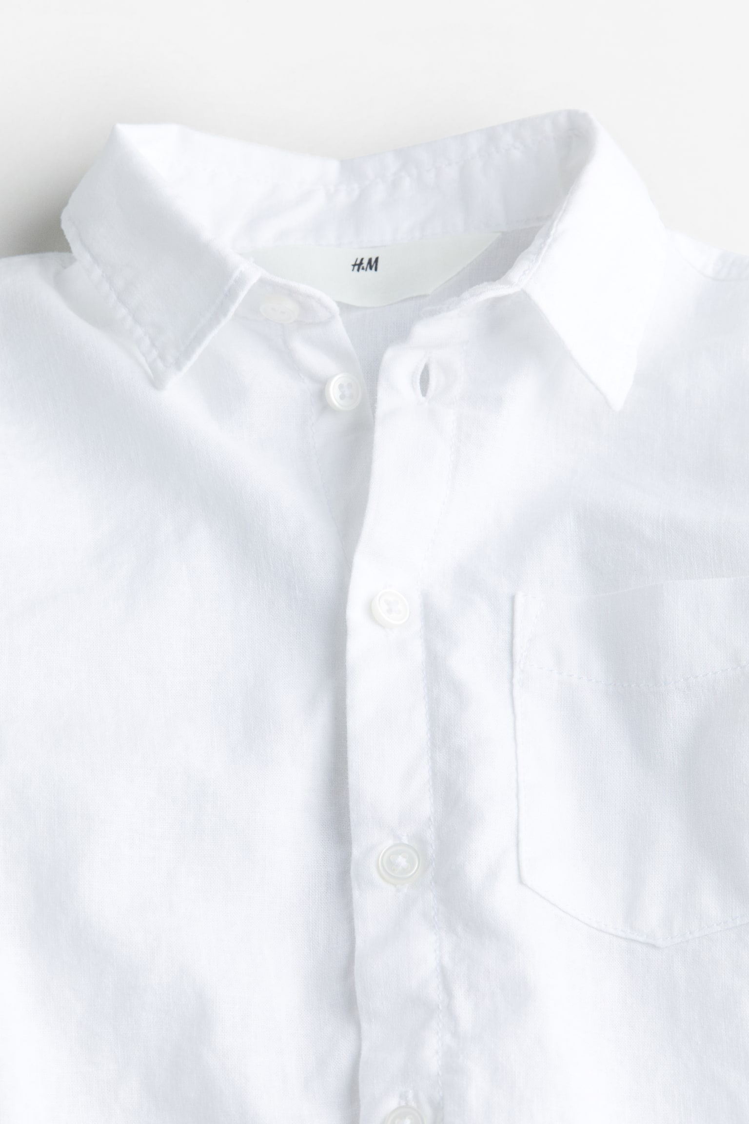 Linen-blend shirt - White/Light green - 5