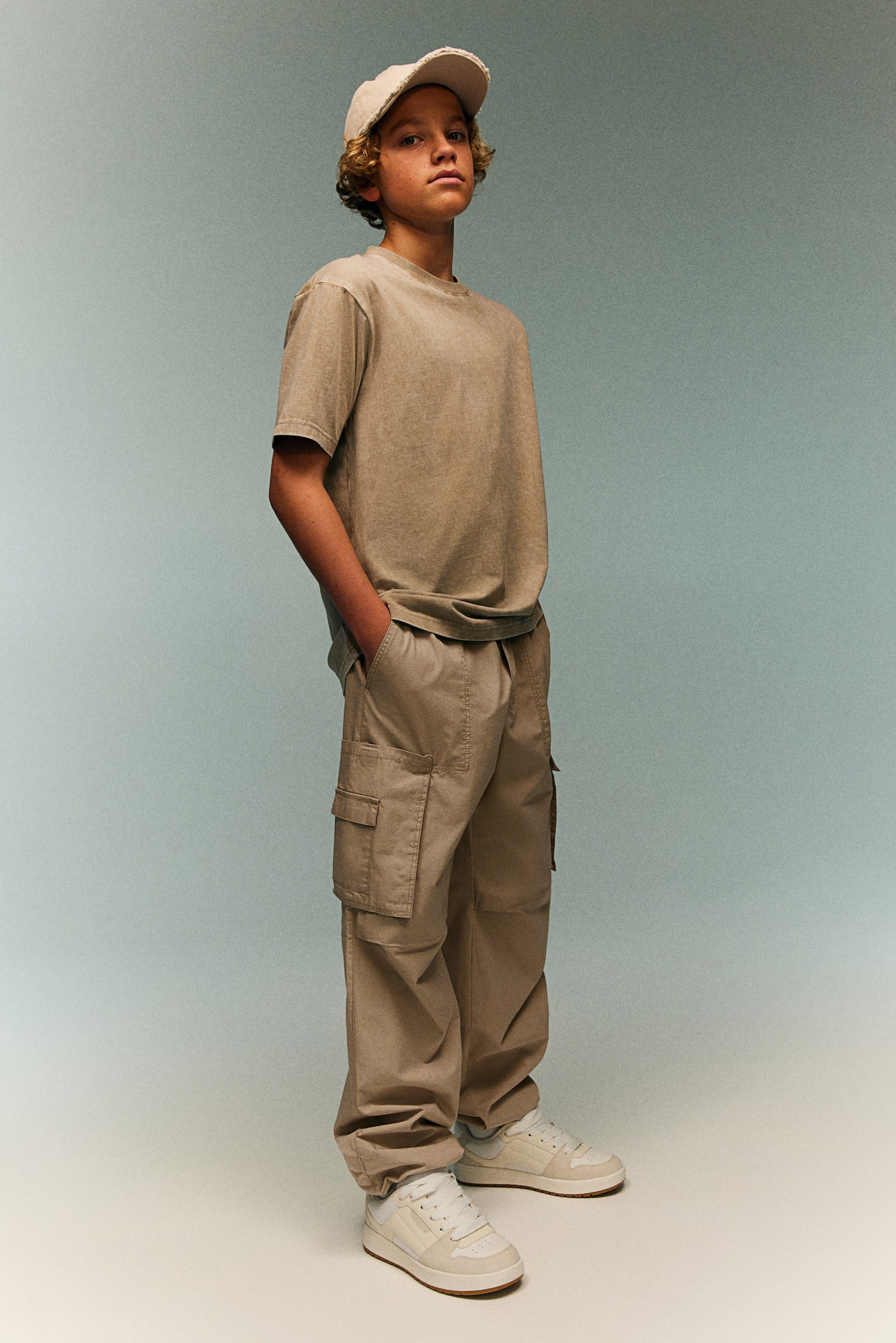 Parachute Pants - Beige/Denim blue/Dark grey - 2