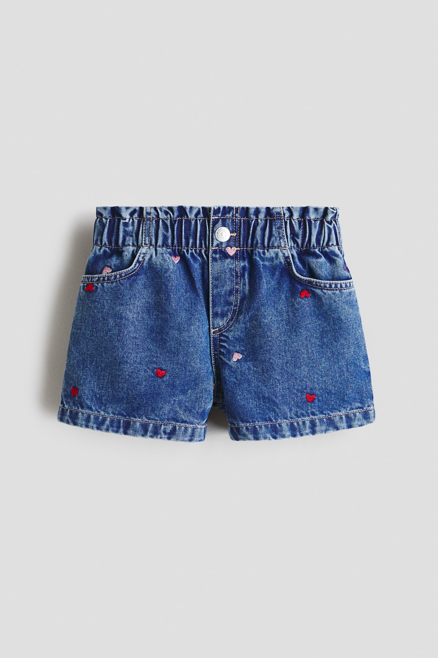 Embroidery-detail shorts - Denim blue/Hearts