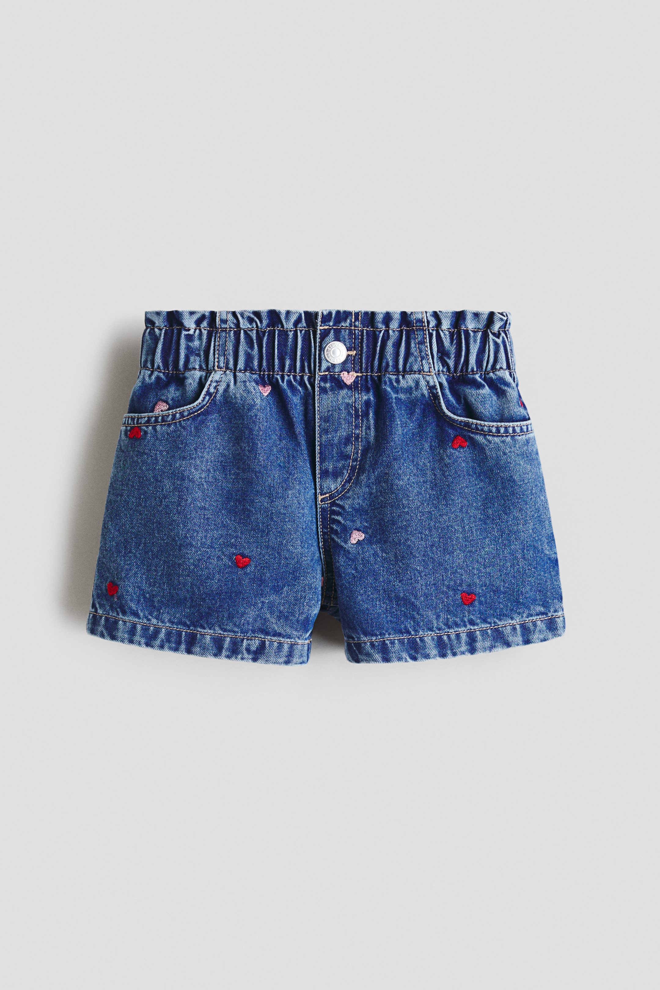 View larger image: Embroidery-detail shorts - Denim blue/Hearts - Kids | H&M MY 1