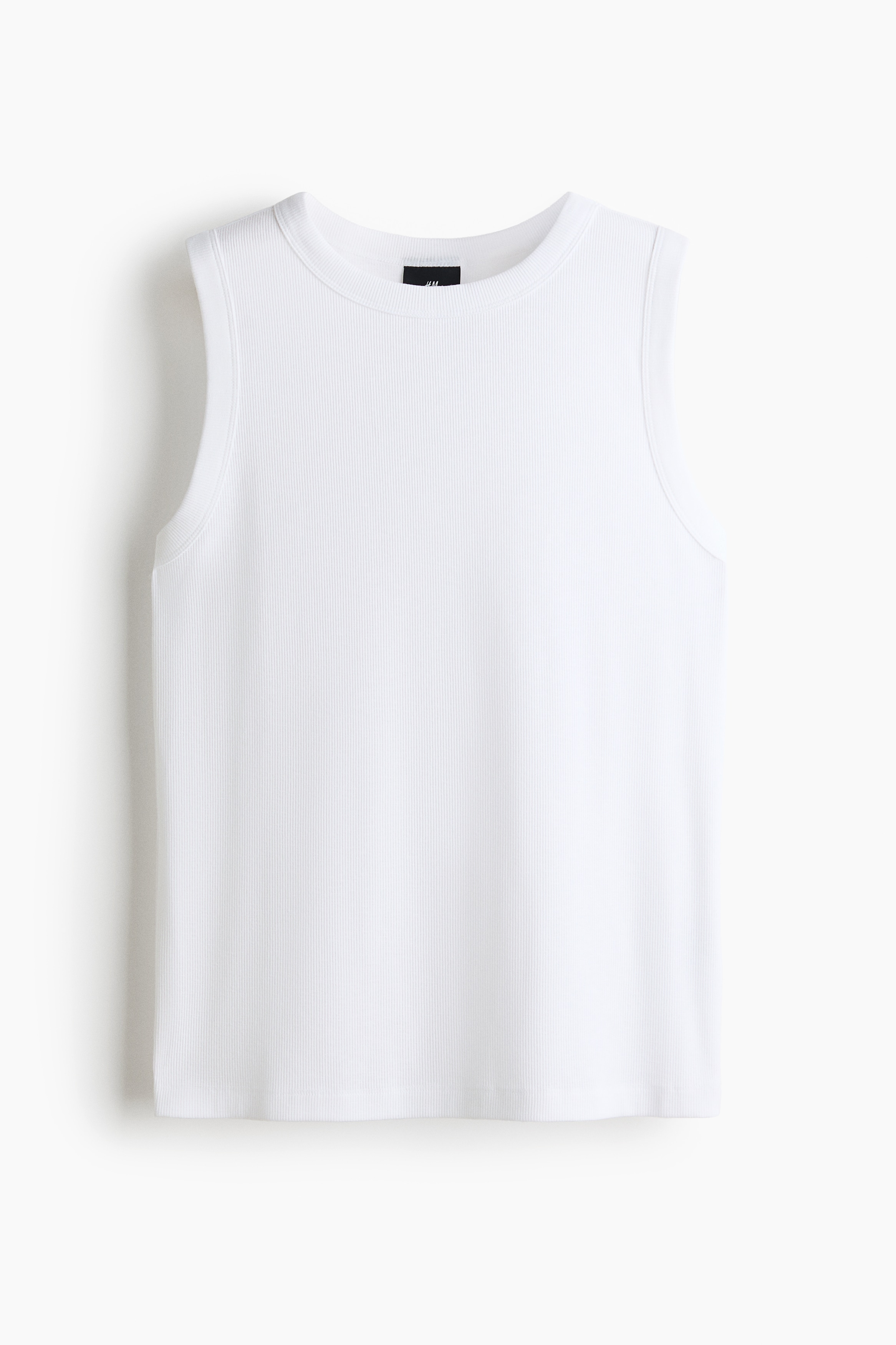 Slim-Fit Ribbed Tank Top - White/Black/Light gray melange