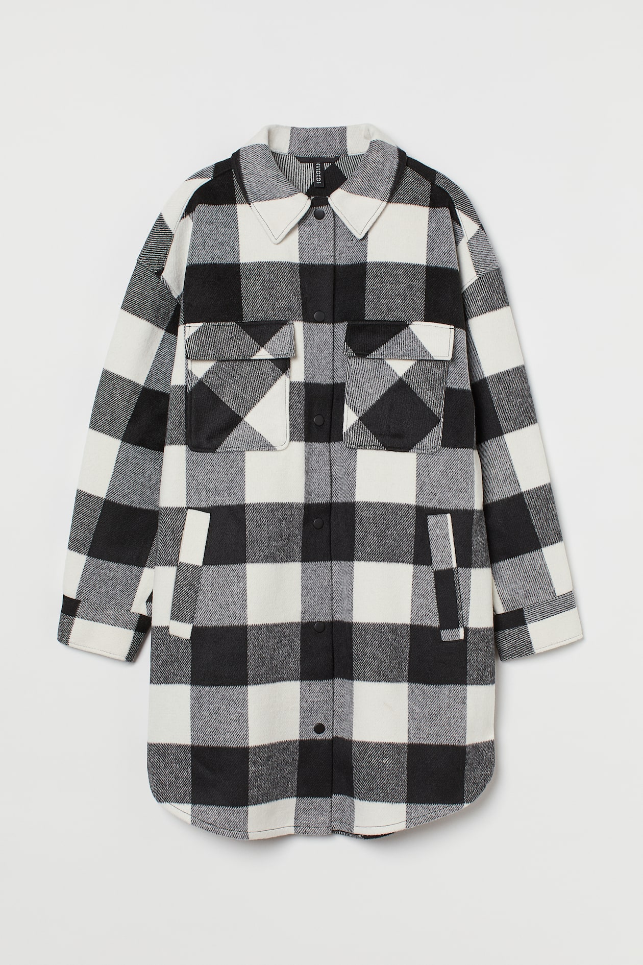 Long Shirt Jacket - Black/plaid - Ladies | H&M US