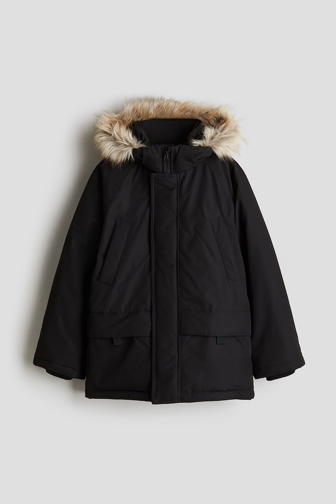 Water-repellent padded parka - Black - 1