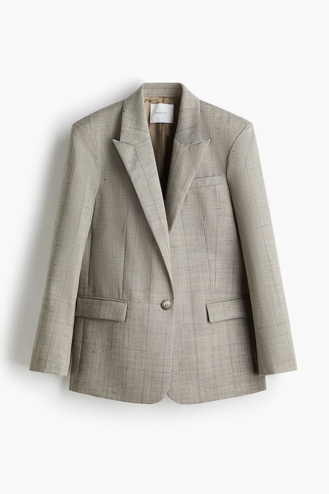 Wool-blend blazer - Light grey/Checked - 1