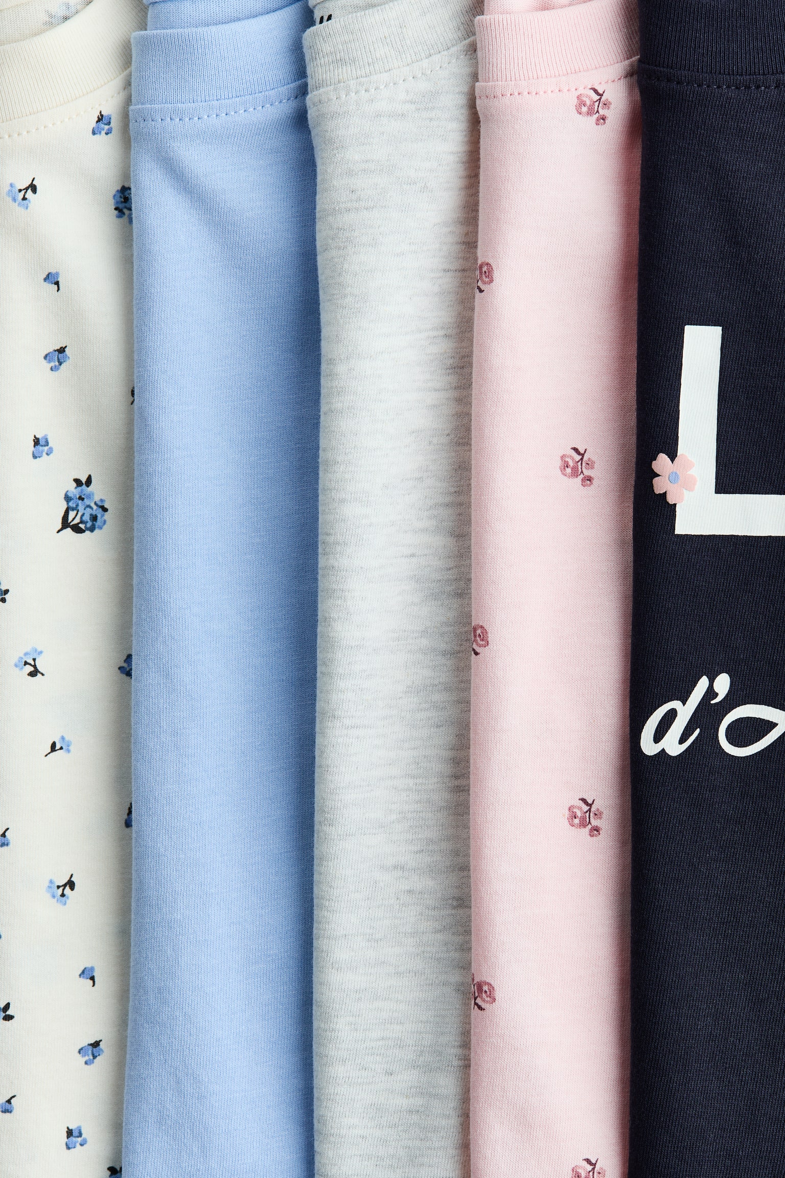 5-pack cotton T-shirts - Navy blue/Belle/Light pink/Strawberries/Pink/Unicorn - 2