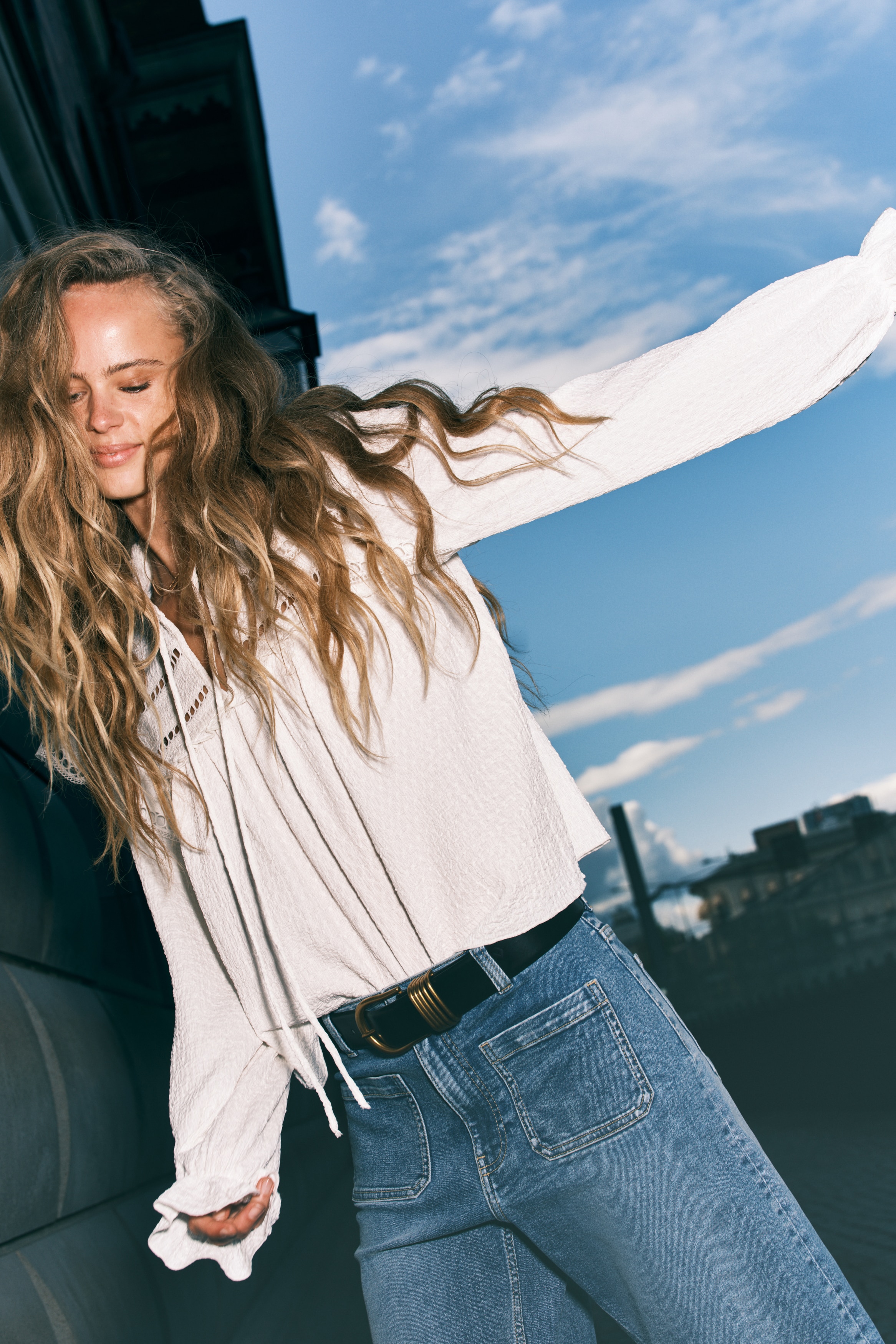 Textured jersey blouse
