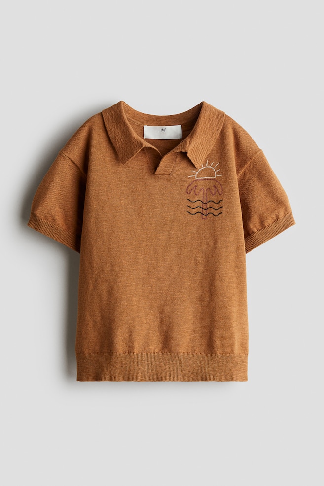 Polo in maglia - Marrone ruggine/palme - 1