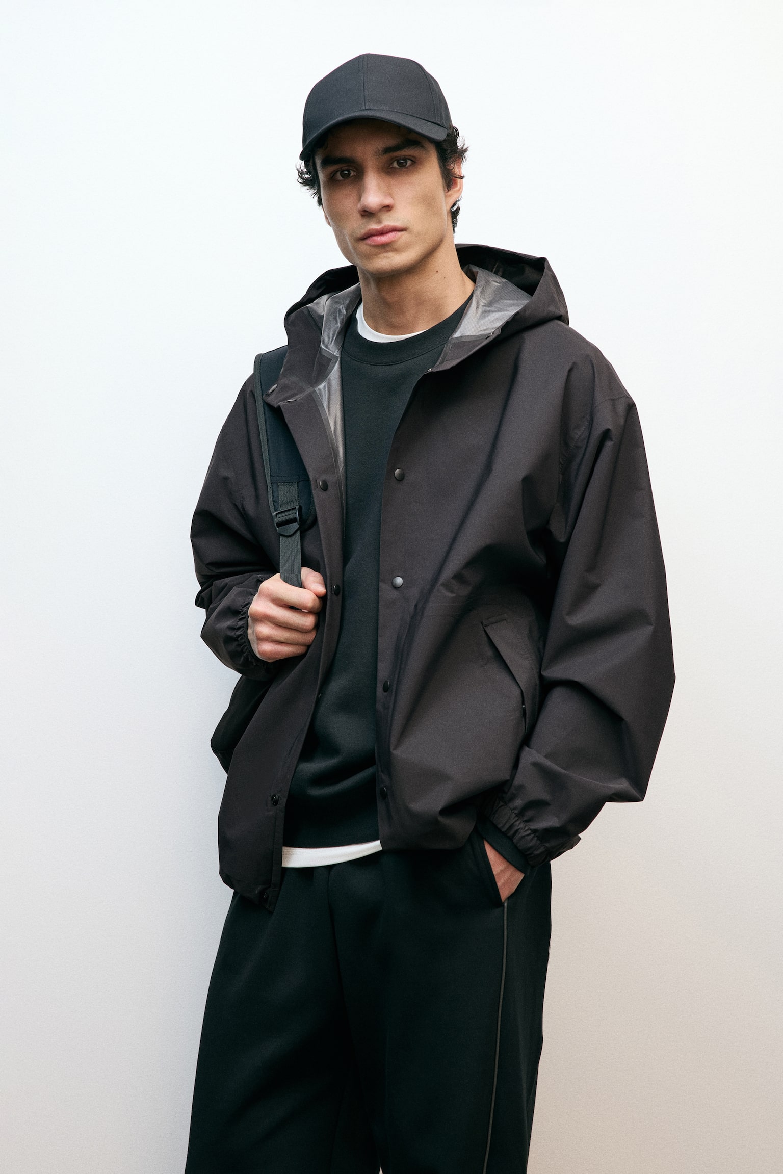 Rain jacket with StormMove™ - Black/Beige - 10