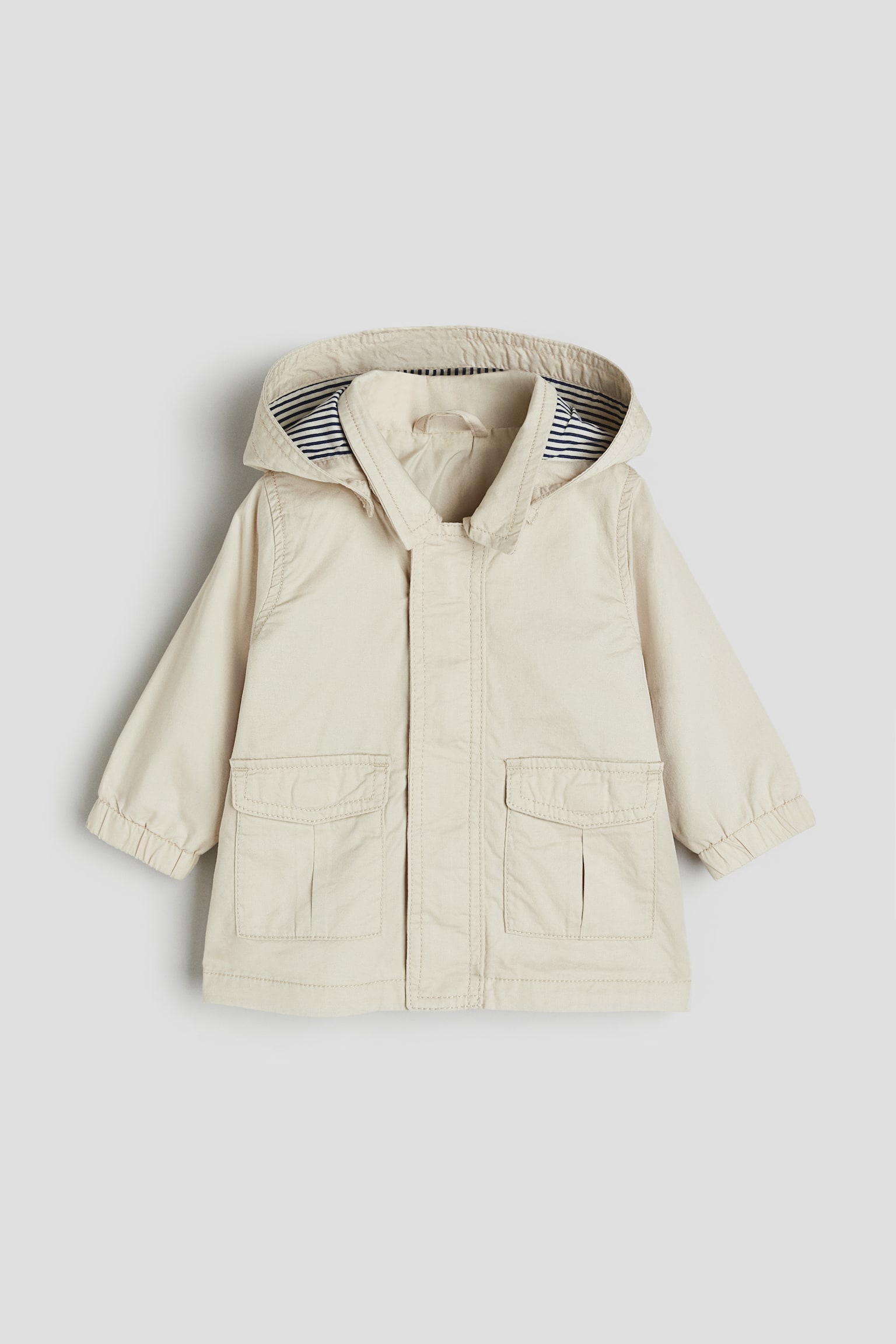 Hooded Cotton Parka - Light beige - 1