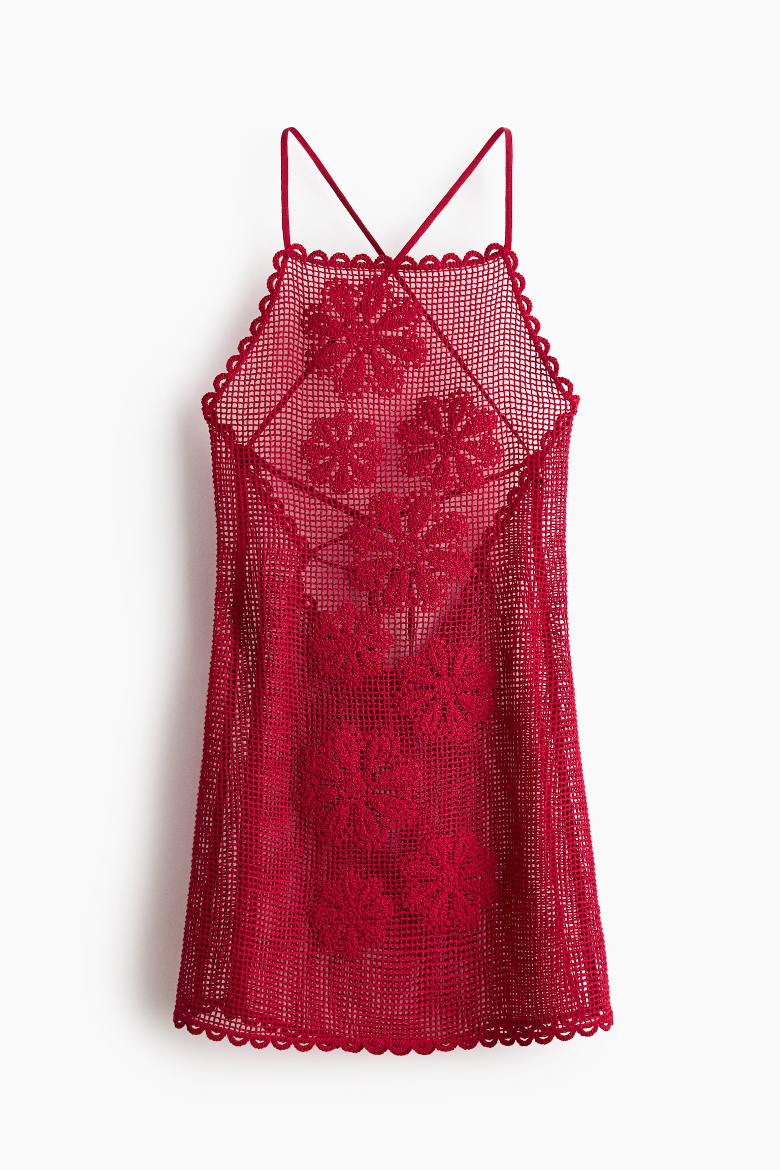 Vestido playero efecto crochet - Rojo/Violeta claro - 1