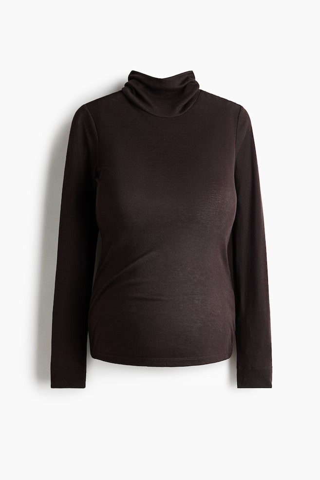 MAMA Turtleneck top - Dark brown/Dark grey marl - 1
