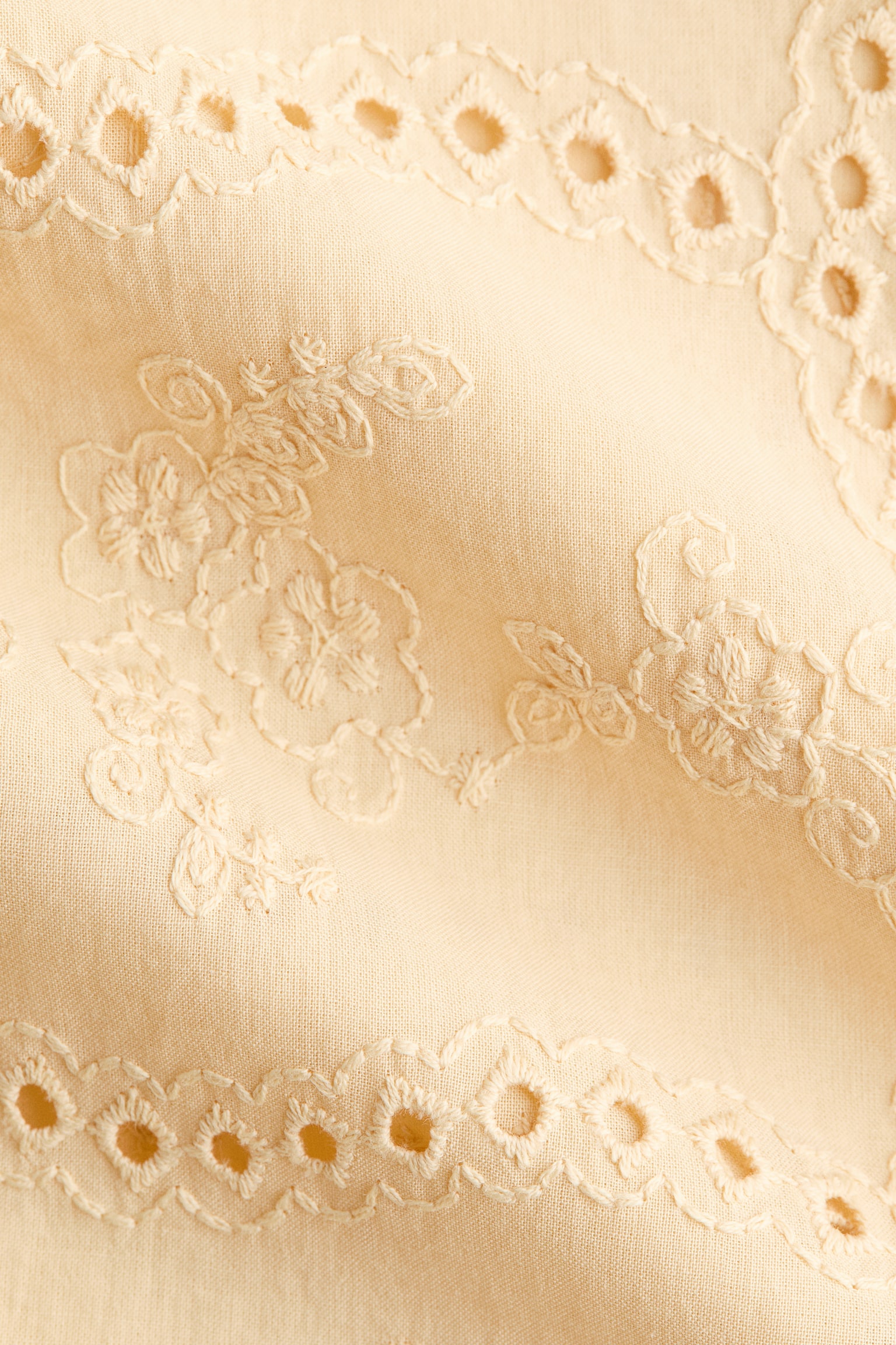 Broderie anglaise tunic dress - Light yellow - 6