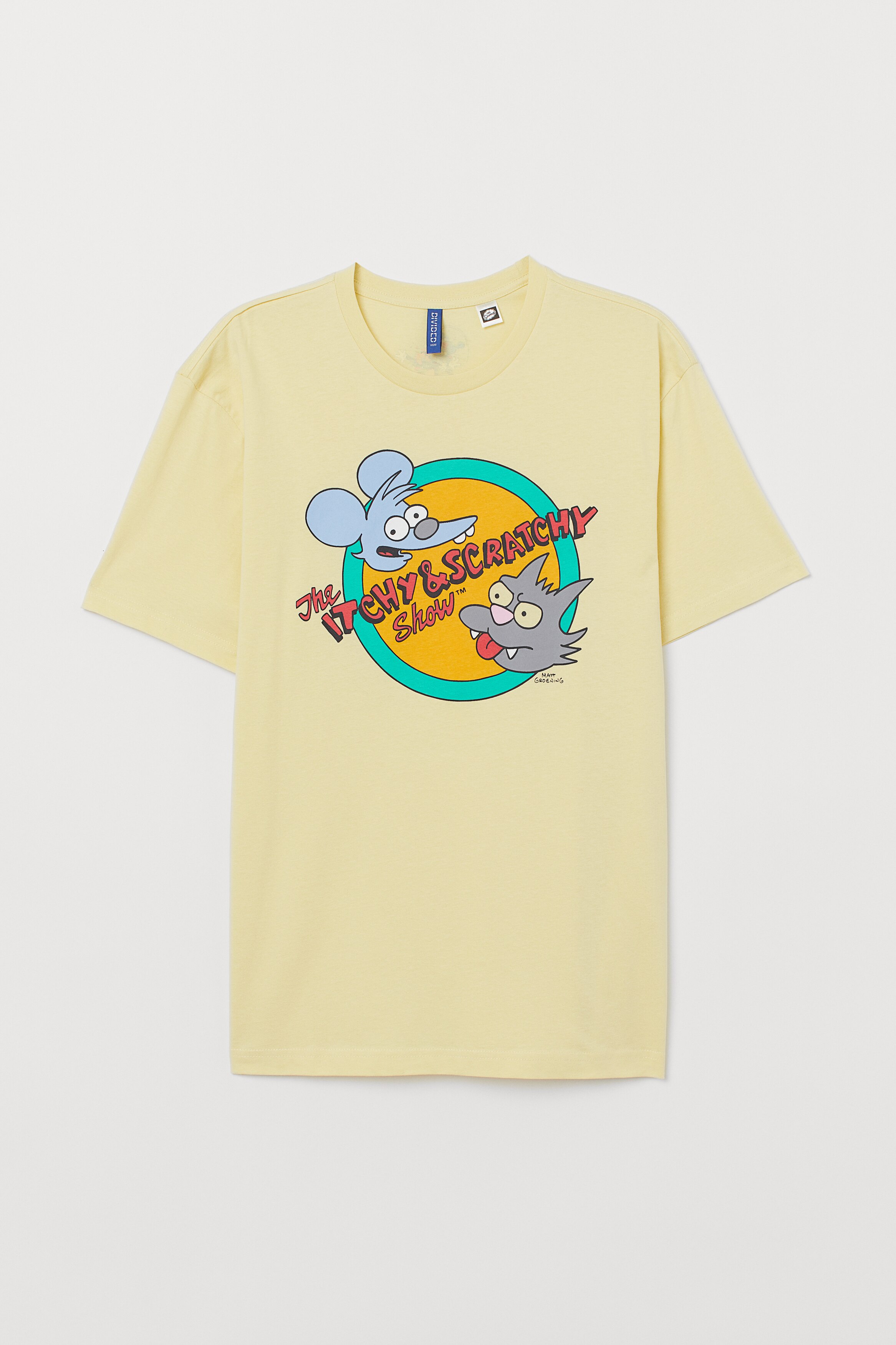 T-shirt with a motif Light yellow/Itchy Scratchy Men H&M