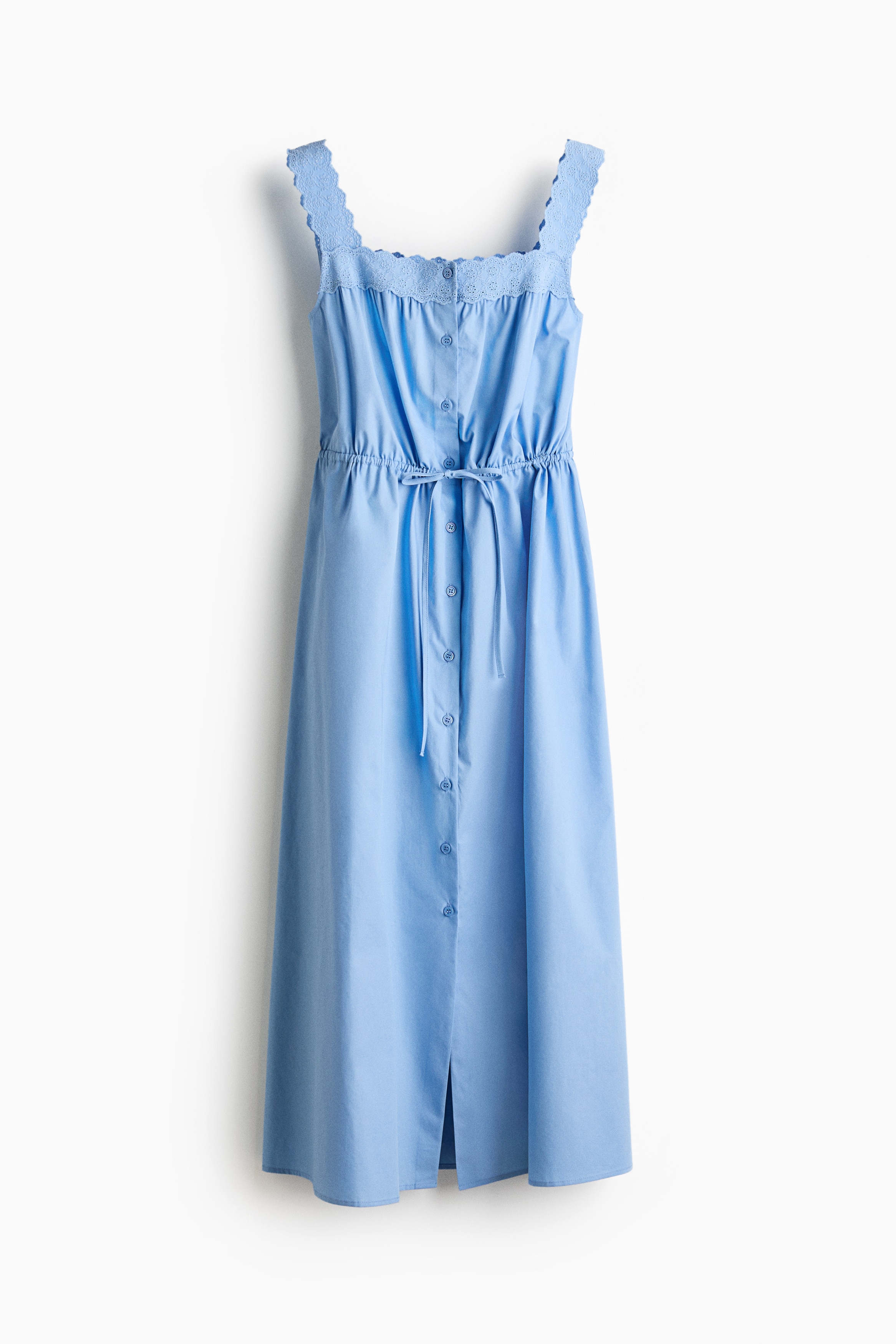 Drawstring-detail poplin dress - 라이트 블루/블랙/화이트