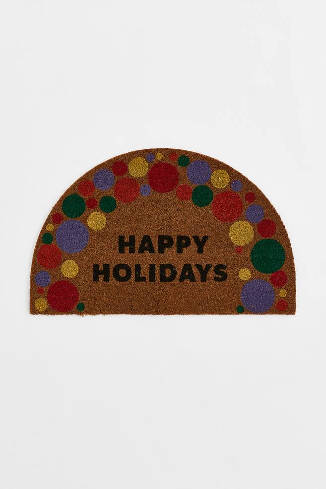 Coconut fibre doormat - Brown/Happy Holidays - 1
