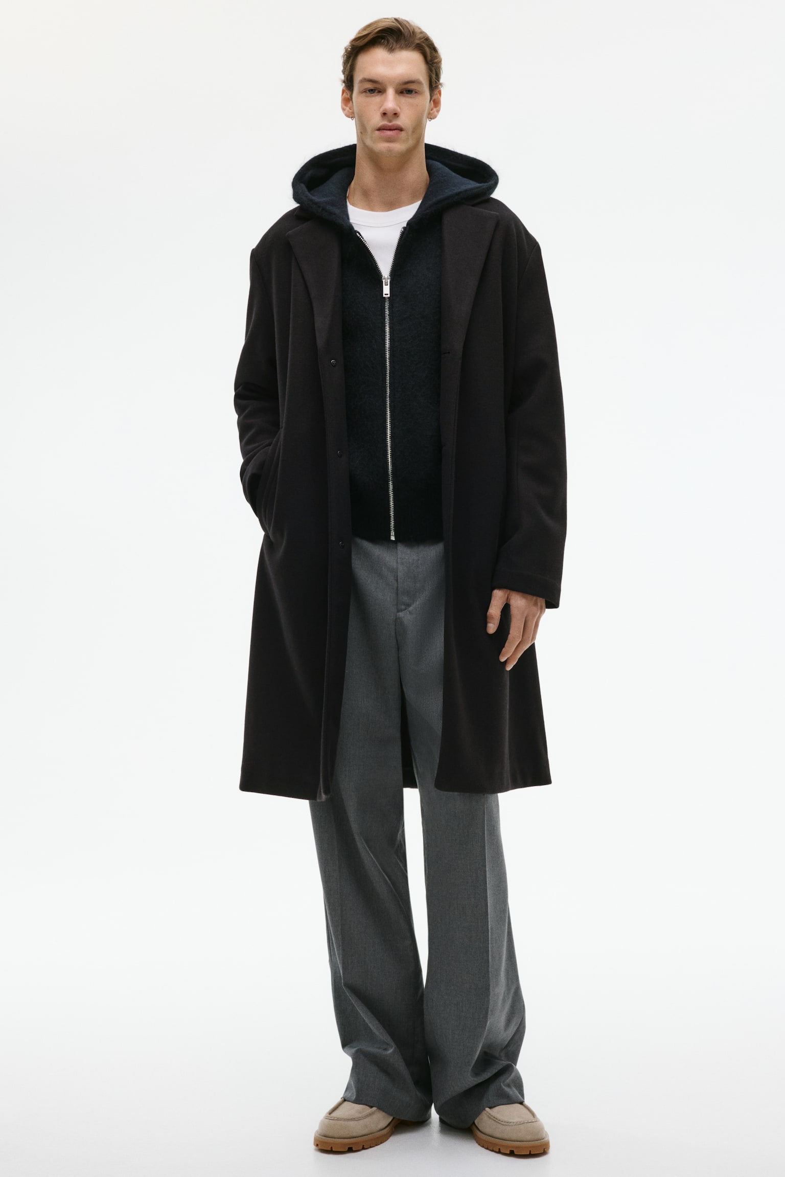 Abrigo de botonadura sencilla - Black - 2