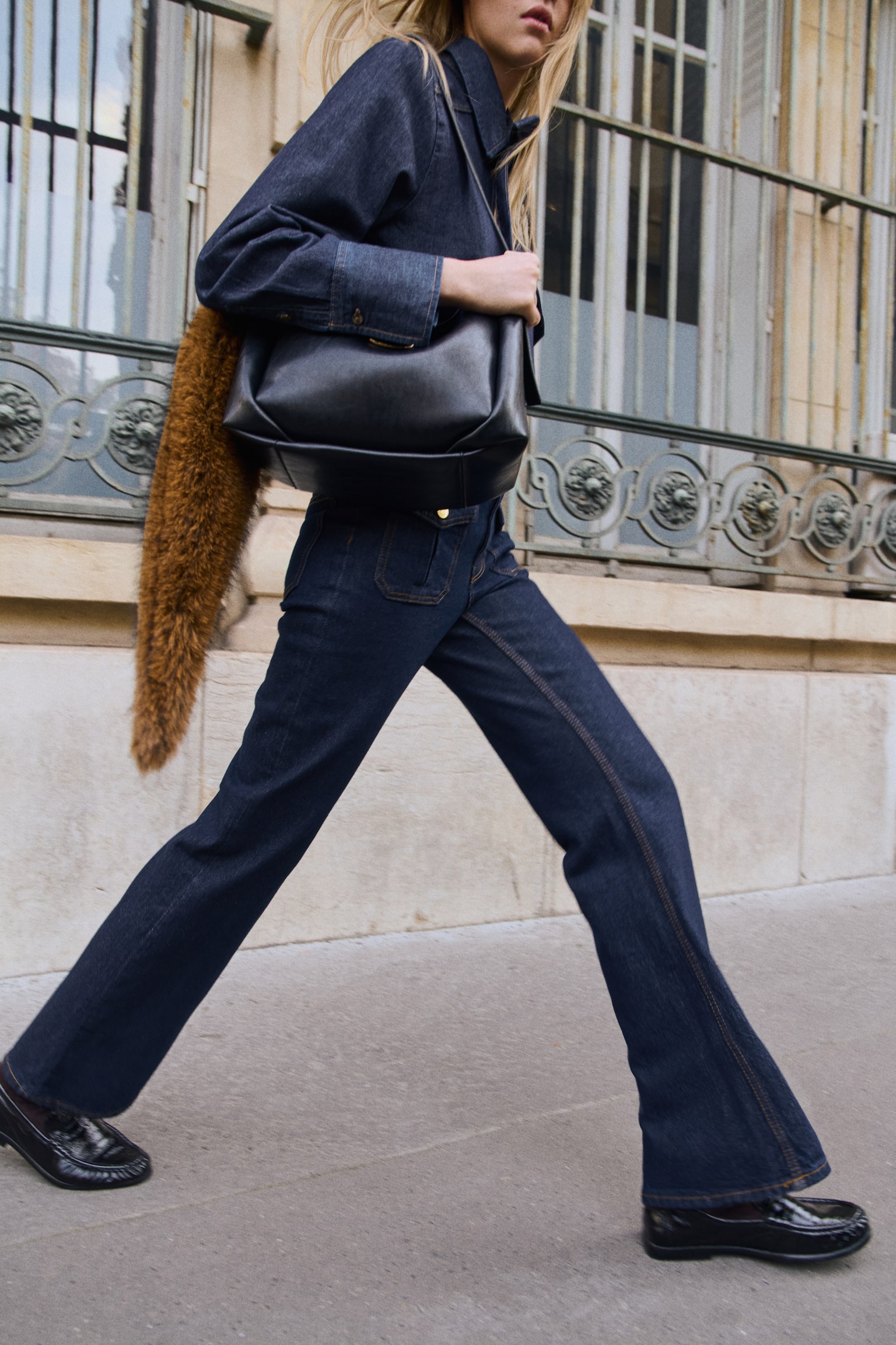 Flared High Jeans - Albastru-denim închis/Albastru-denim - 7