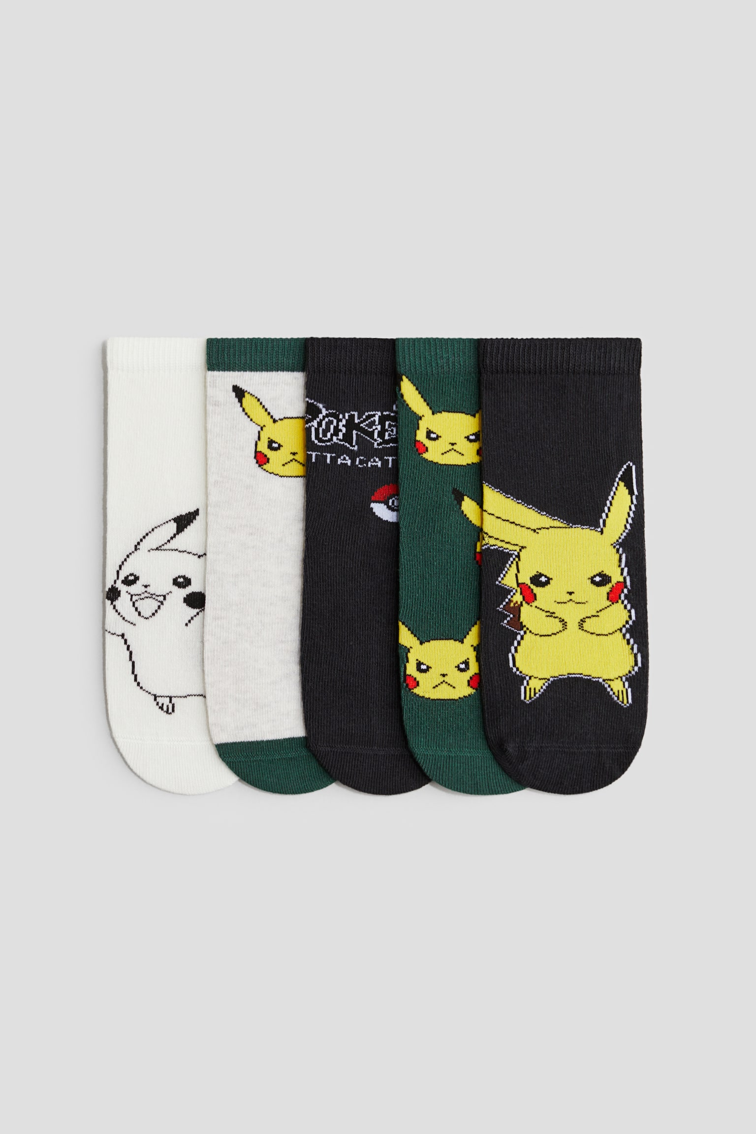 5-pack patterned socks - Dark green/Pokémon/Dark green/Pokémon/Black/Mickey Mouse/Bright green/Minecraft/Red/Marvel/Bright blue/Sonic the Hedgehog - 1