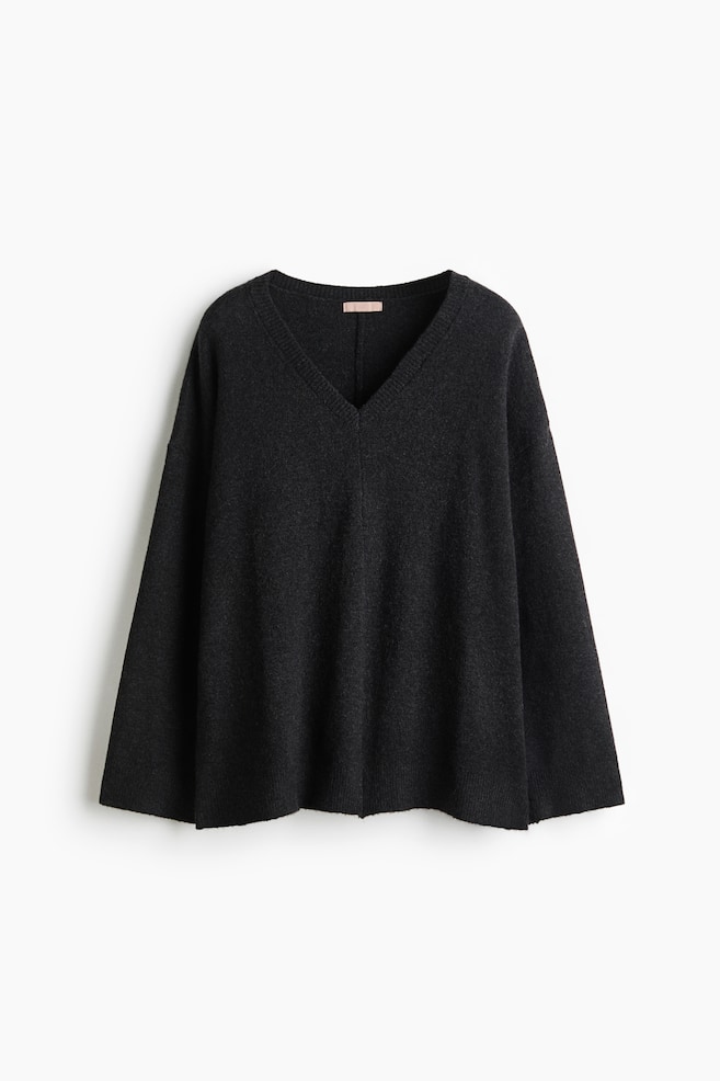 Suéter Loose-fit - Negro/Beige jaspeado oscuro - 1