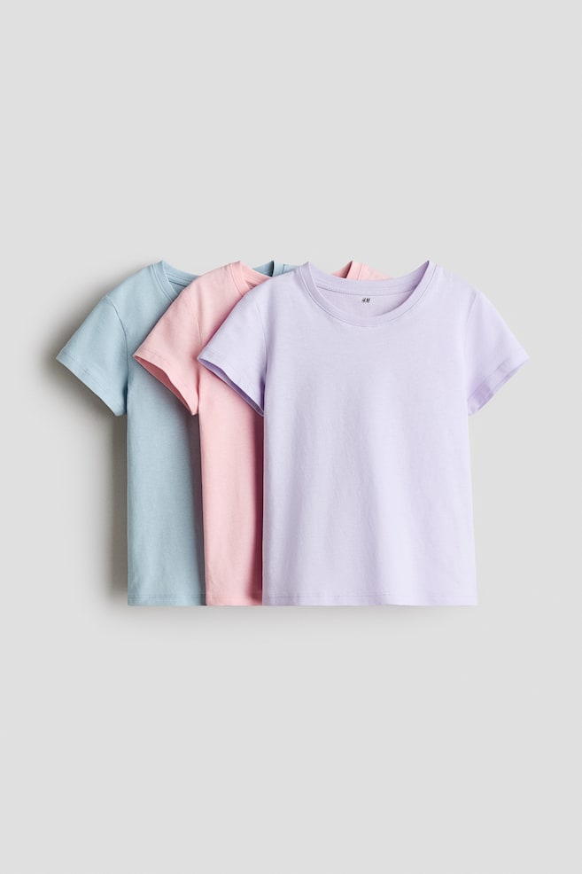 Tシャツ 3枚セット - ライトピンク／ライトブルー/ホワイト／ハート/ダスティパープル／ハート/ダスティピンクメランジ／ポルカドット/ライトベージュ／レオパードプリント/ライトパープル／ライトピンク - 1