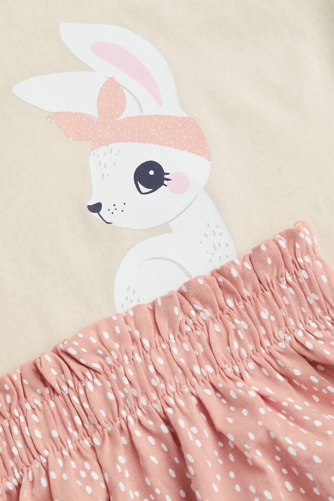 2-piece cotton set - Light pink/Rabbit/Light beige/Safari animals - 2