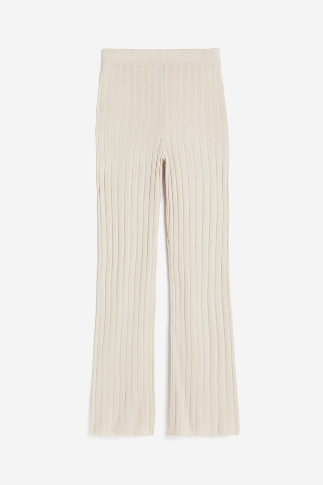 Rib-knit trousers - Light beige/Light beige/Dark grey - 2