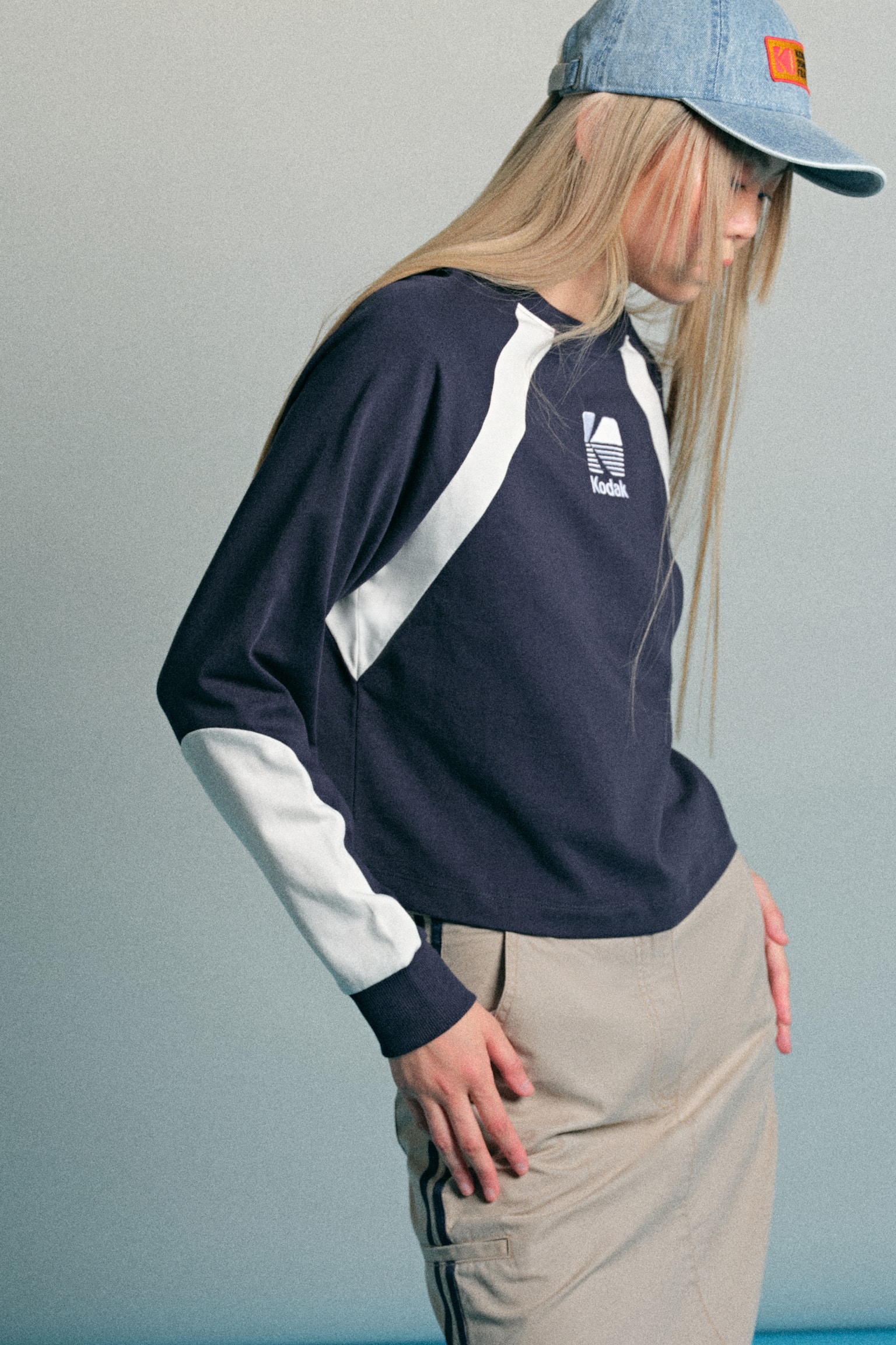 拼色棉質上衣 - 海軍藍/Kodak/酒紅色/Kodak - 6