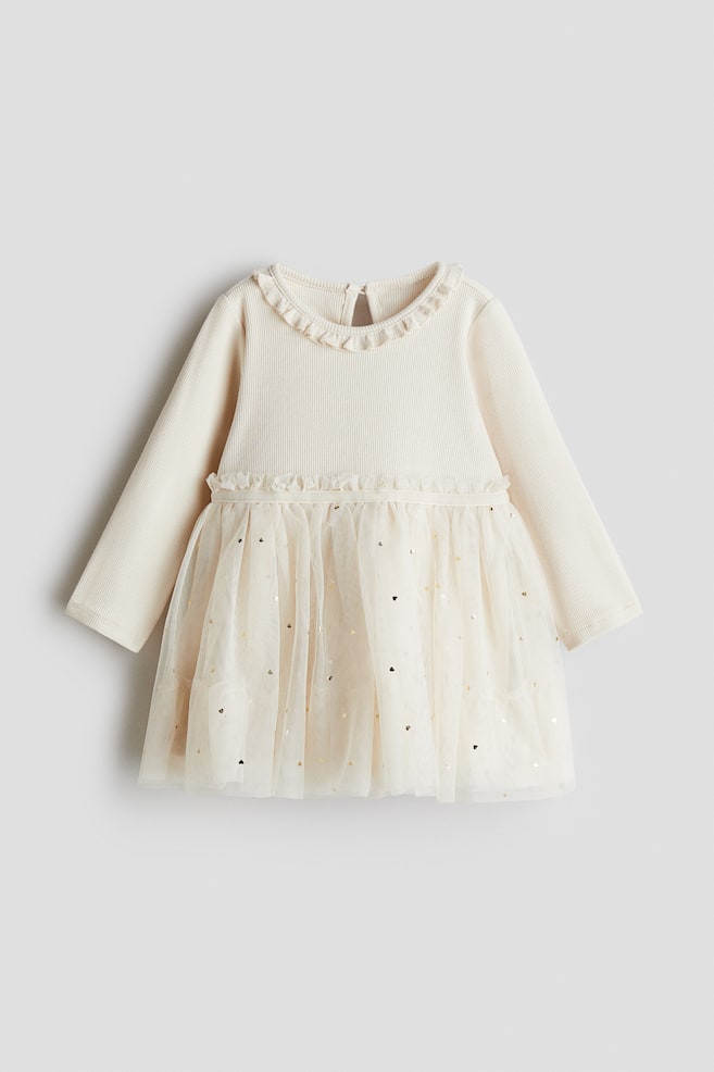Robe avec jupe en tulle - Beige clair/cœurs - 1