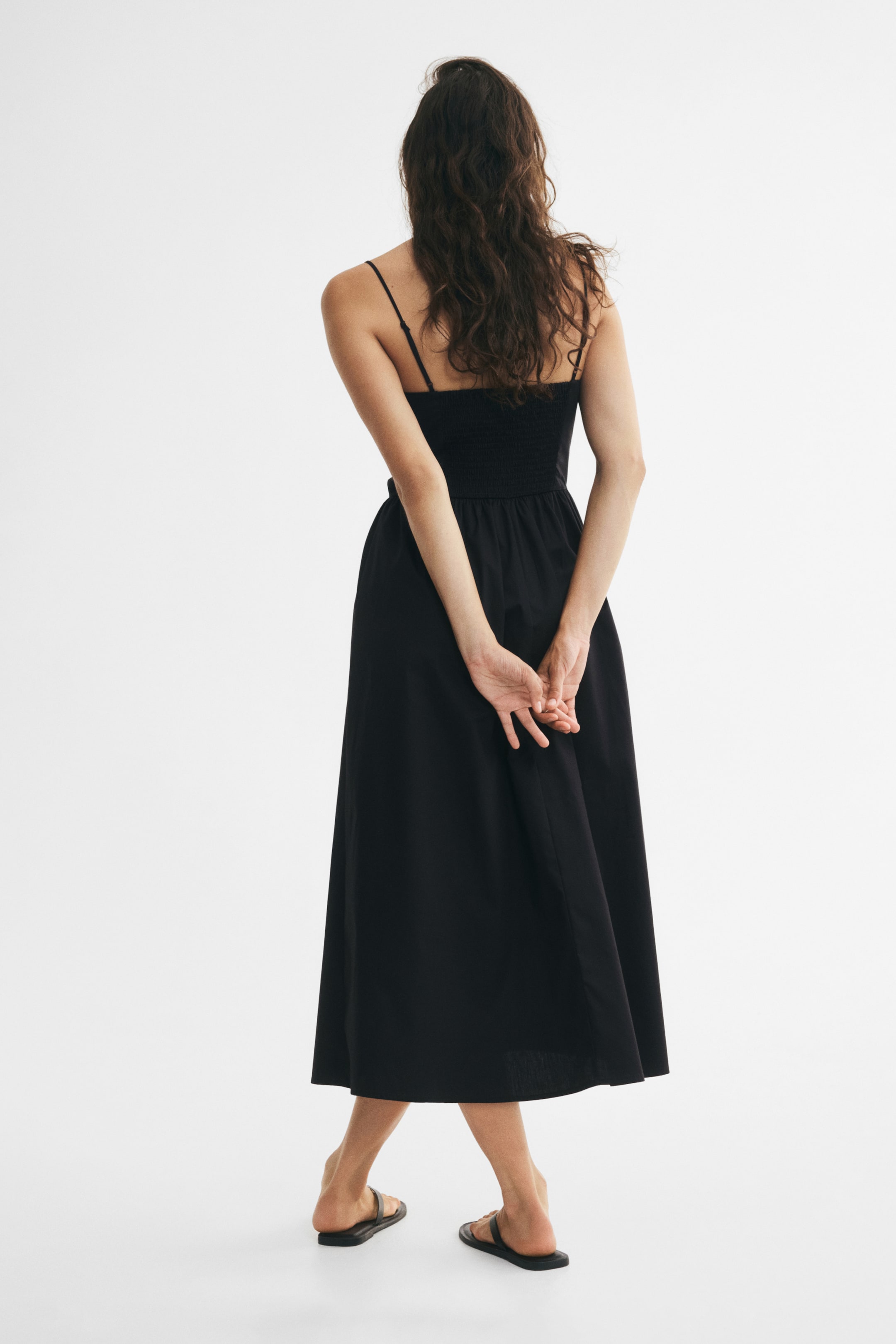 Poplin Dress with Flared Skirt