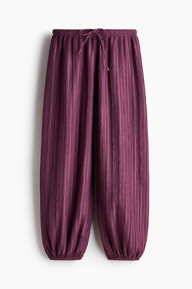 Textured balloon trousers - Dusty purple/Dark brown/Cream - 1