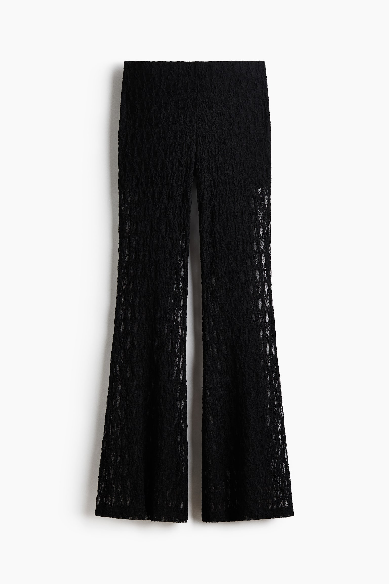 Женские брюки H&M Flared Lace-Look, цвет: Чёрный — фото 1