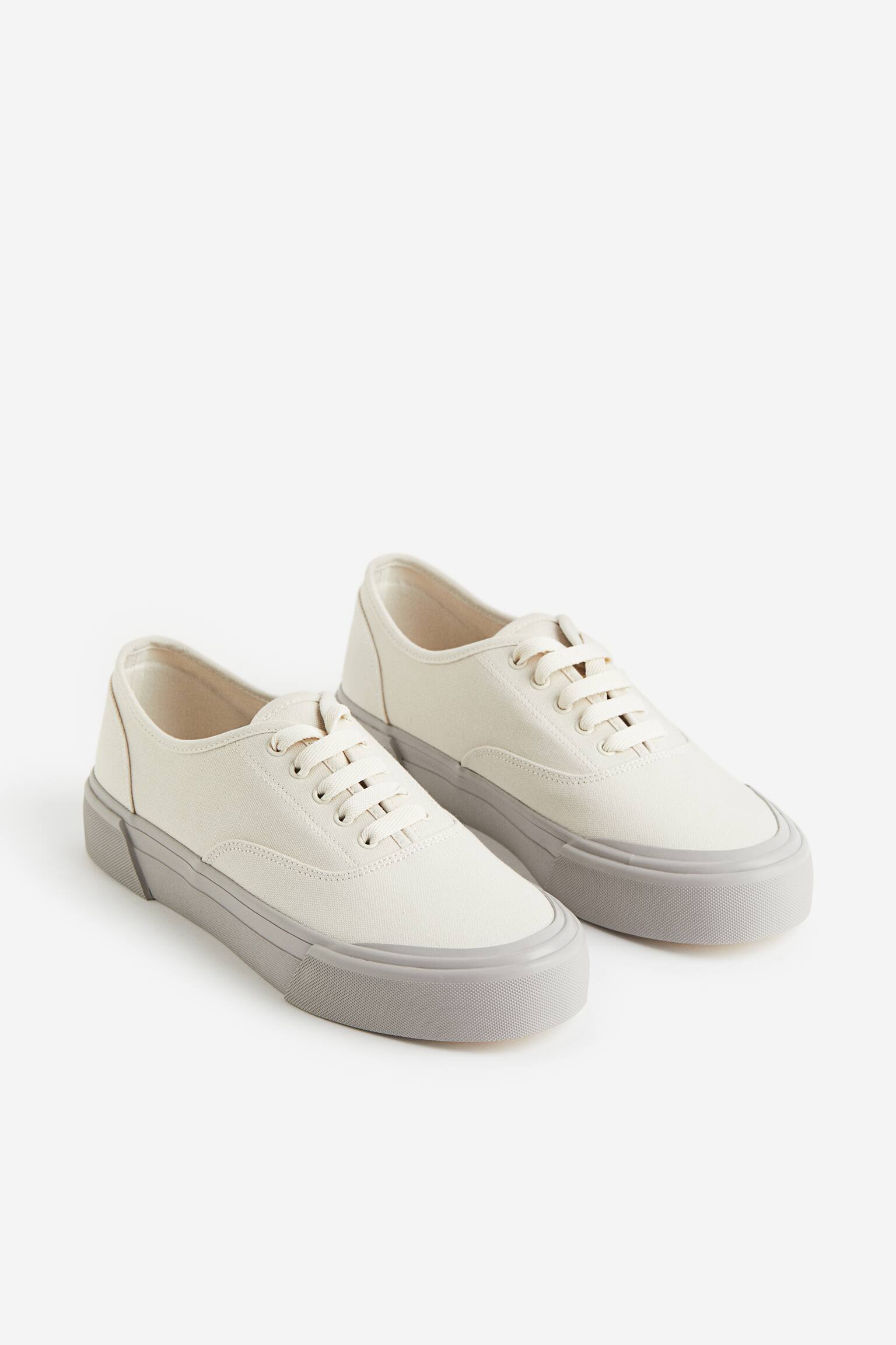 Canvas Sneakers - White/Grey - 4