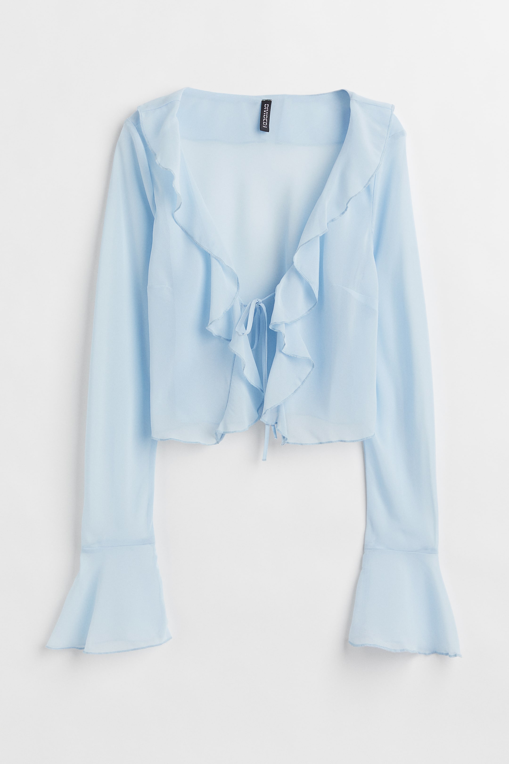 Camicetta in chiffon con volant Azzurro DONNA H&M IT - Main Image