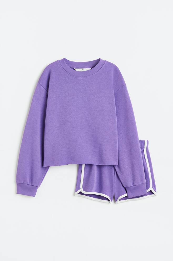 2-piece sweatshirt set - Purple/Beige/Mint green