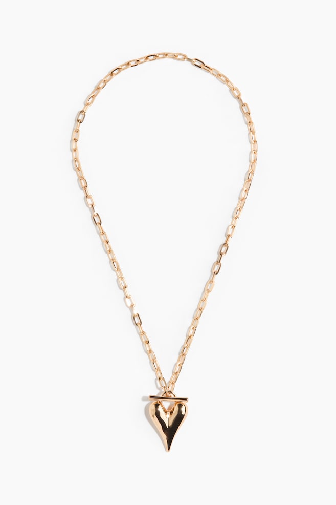 Heart-Pendant Chain Necklace - Gold-colored - 1