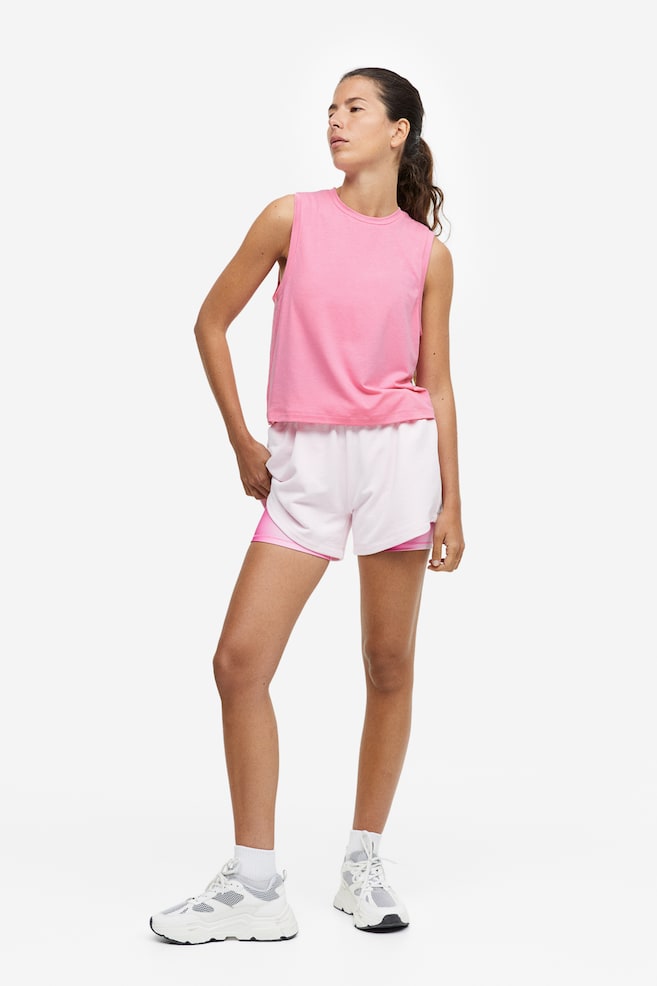 DryMove™ Boxy-style sports vest top - Bubblegum pink/Black/Pigeon blue marl/Beige marl - 3