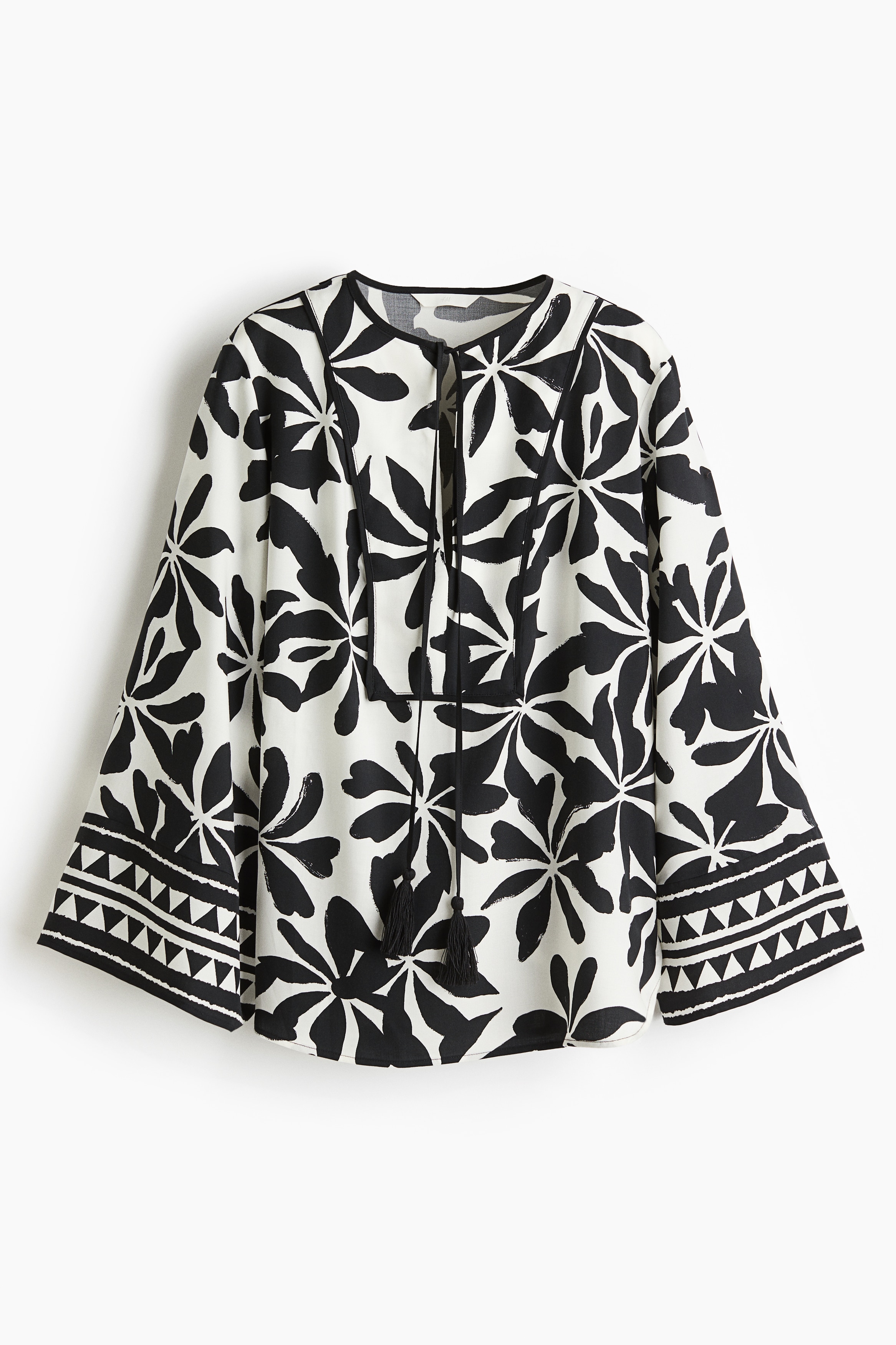 Lyocellblúz - Fehér/fekete mintás