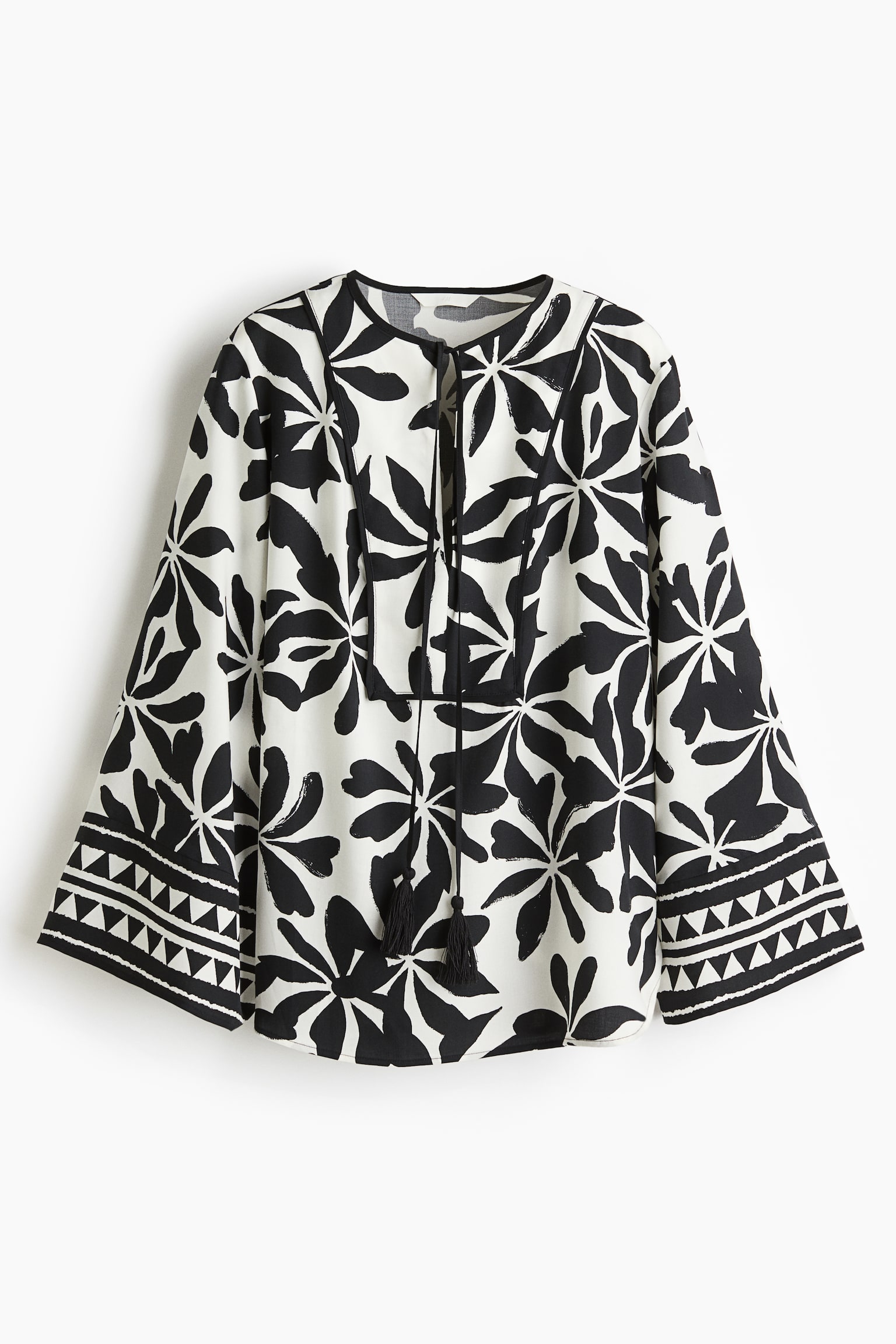 Женская блузка H&M Lyocell Blouse, цвет: Белый / Чёрный — фото 1