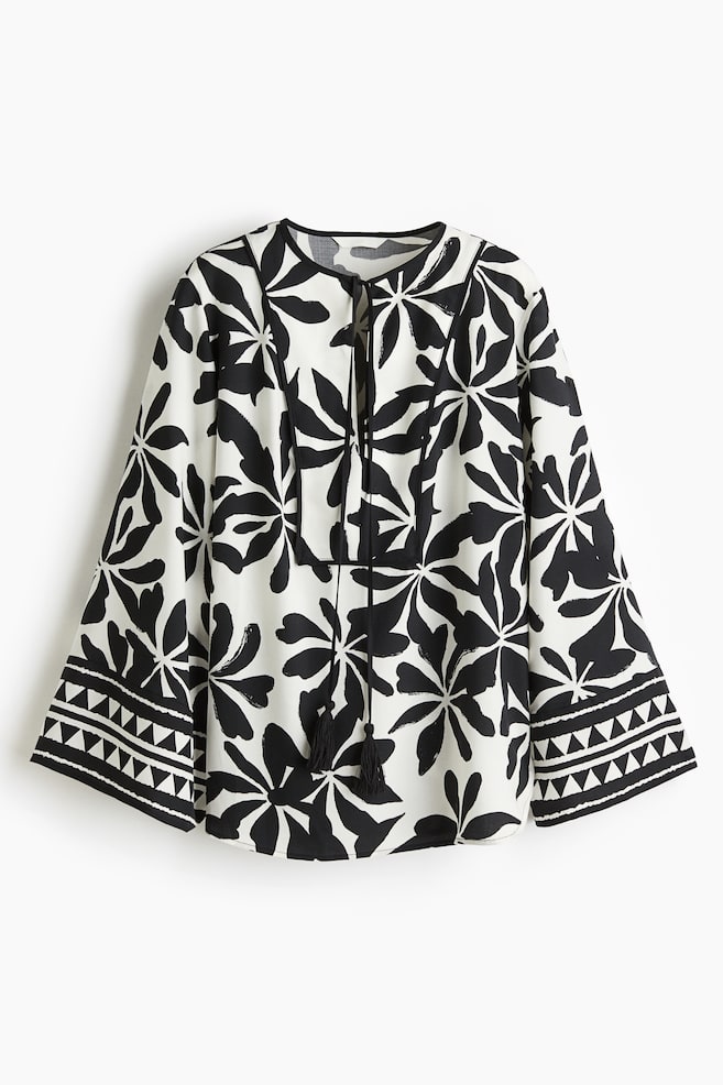 Lyocell Blouse - White/black patterned - 1