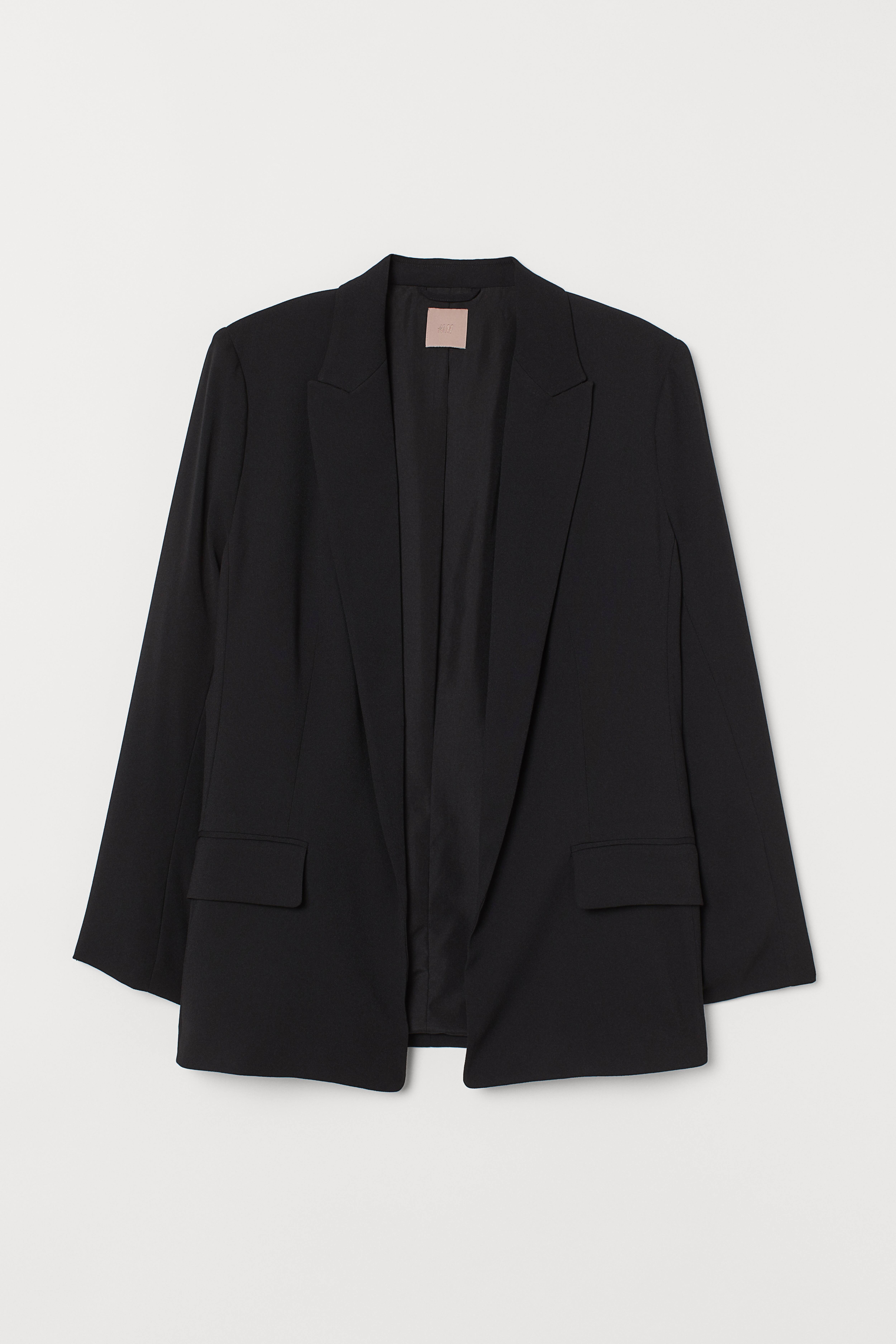 H&m long black blazer best sale