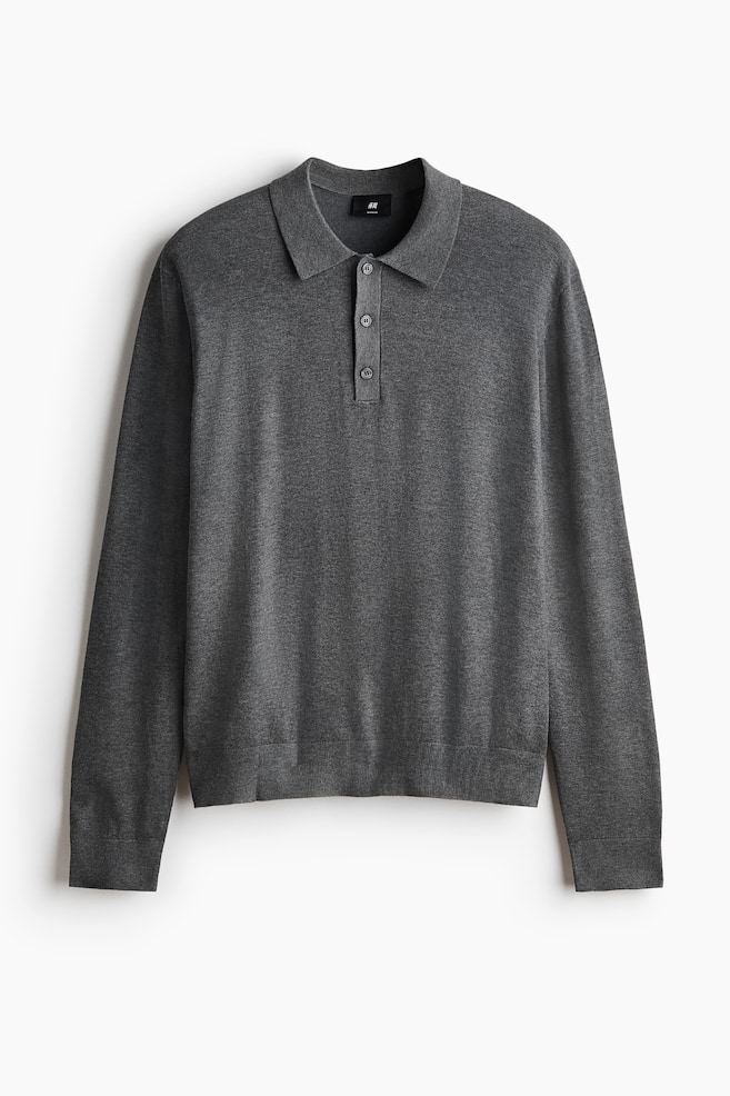 Polo in maglia Regular Fit - Grigio scuro mélange/Nero - 1