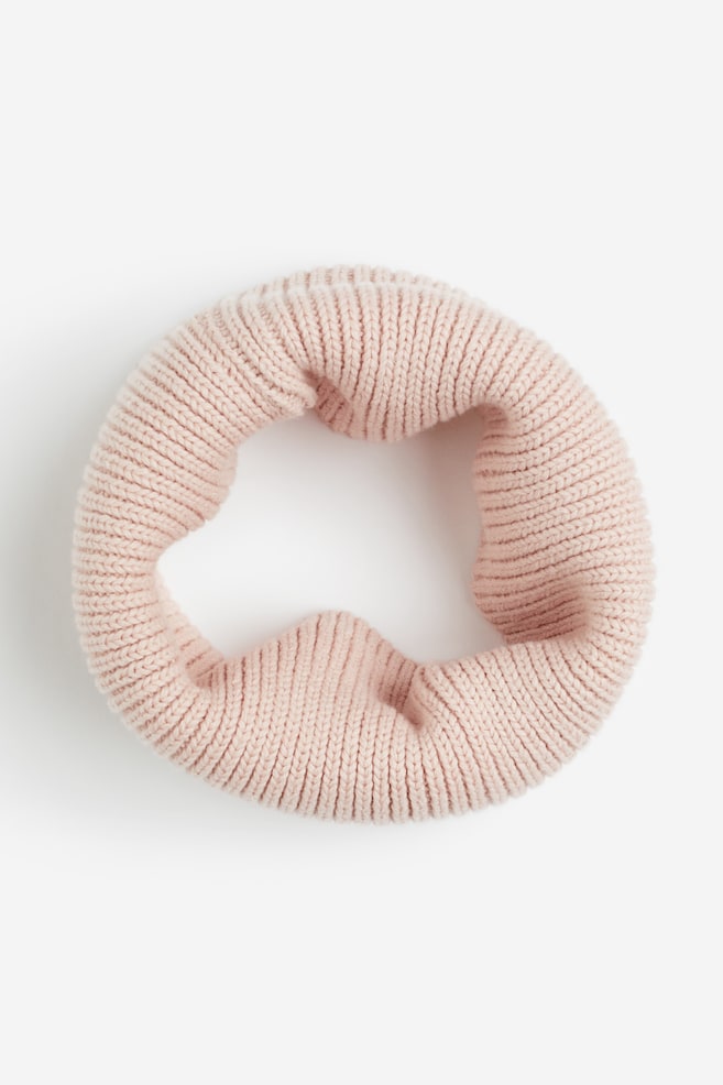 Rib-knit tube scarf - Light pink/Mole/Dark grey - 1