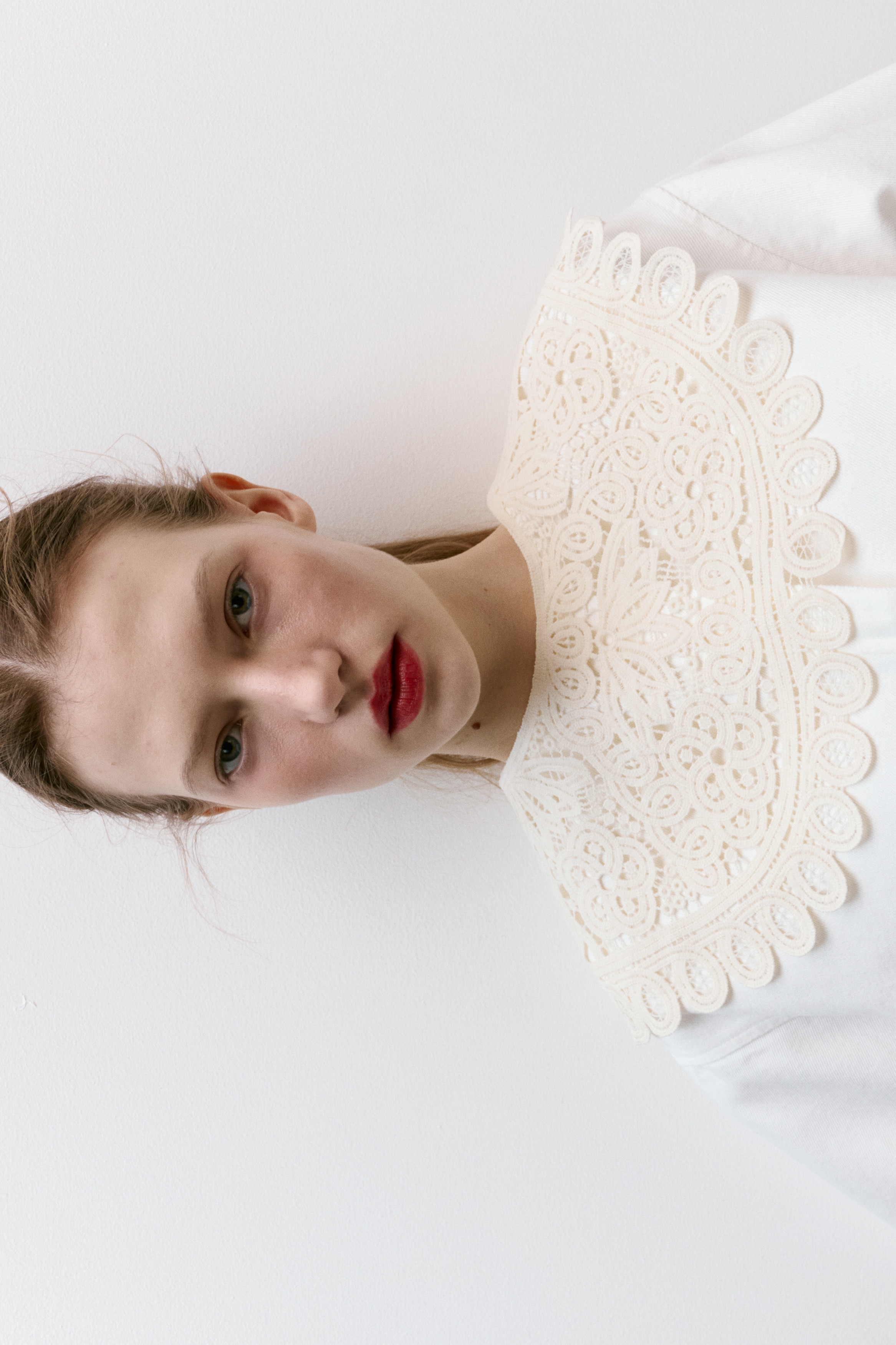 Crochet-look collar - Crème