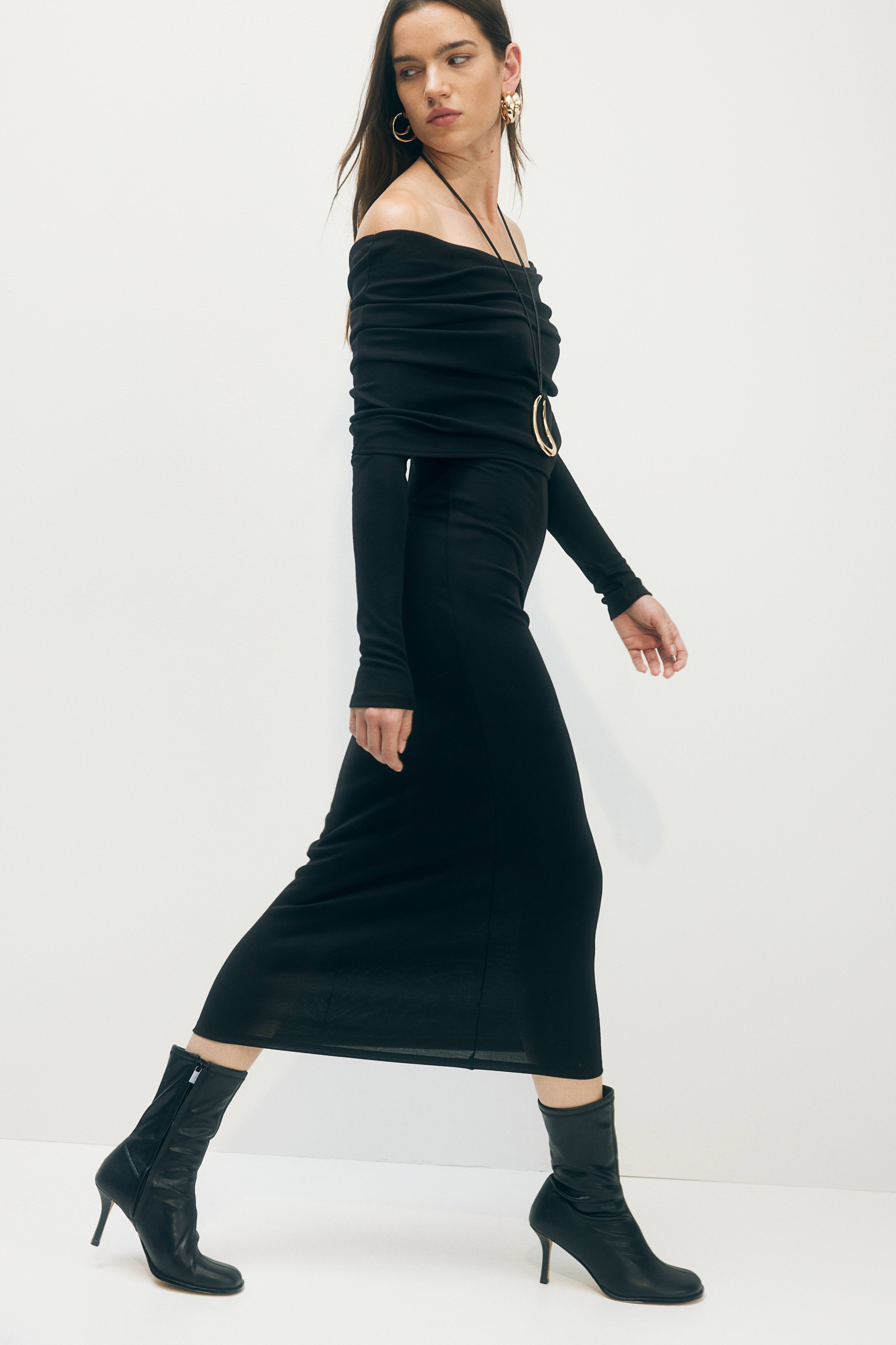 Black midi tight dress best sale