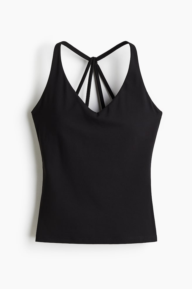 Integral-bra sports strappy top with SoftMove™ - Black/Soft pink/Truffle grey - 1