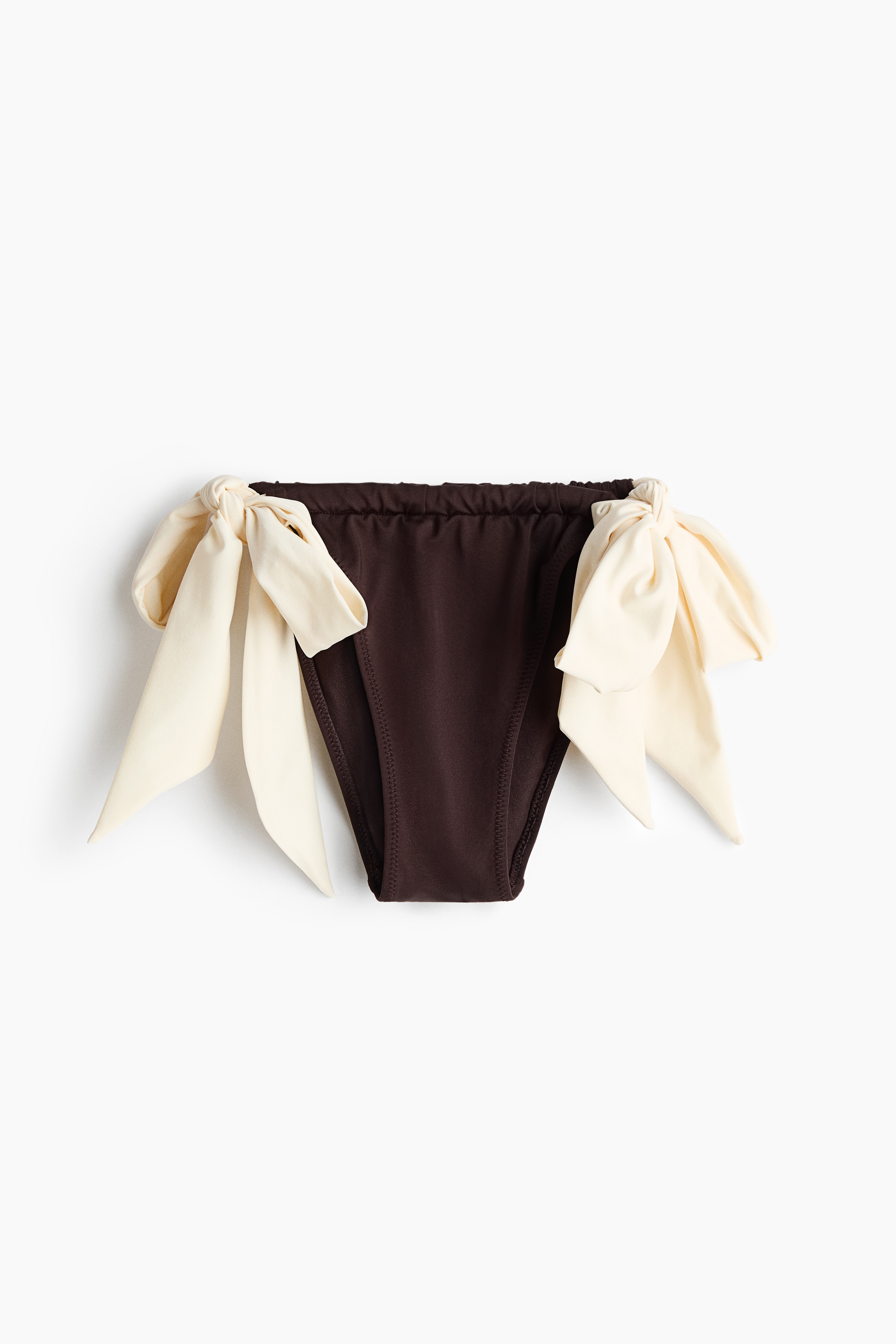 Tie Bikini Bottoms - Dark brown/cream