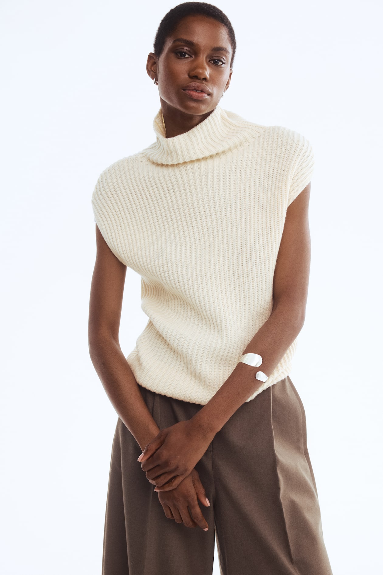 Wool-Blend Mock Turtleneck Sweater Vest - image 3