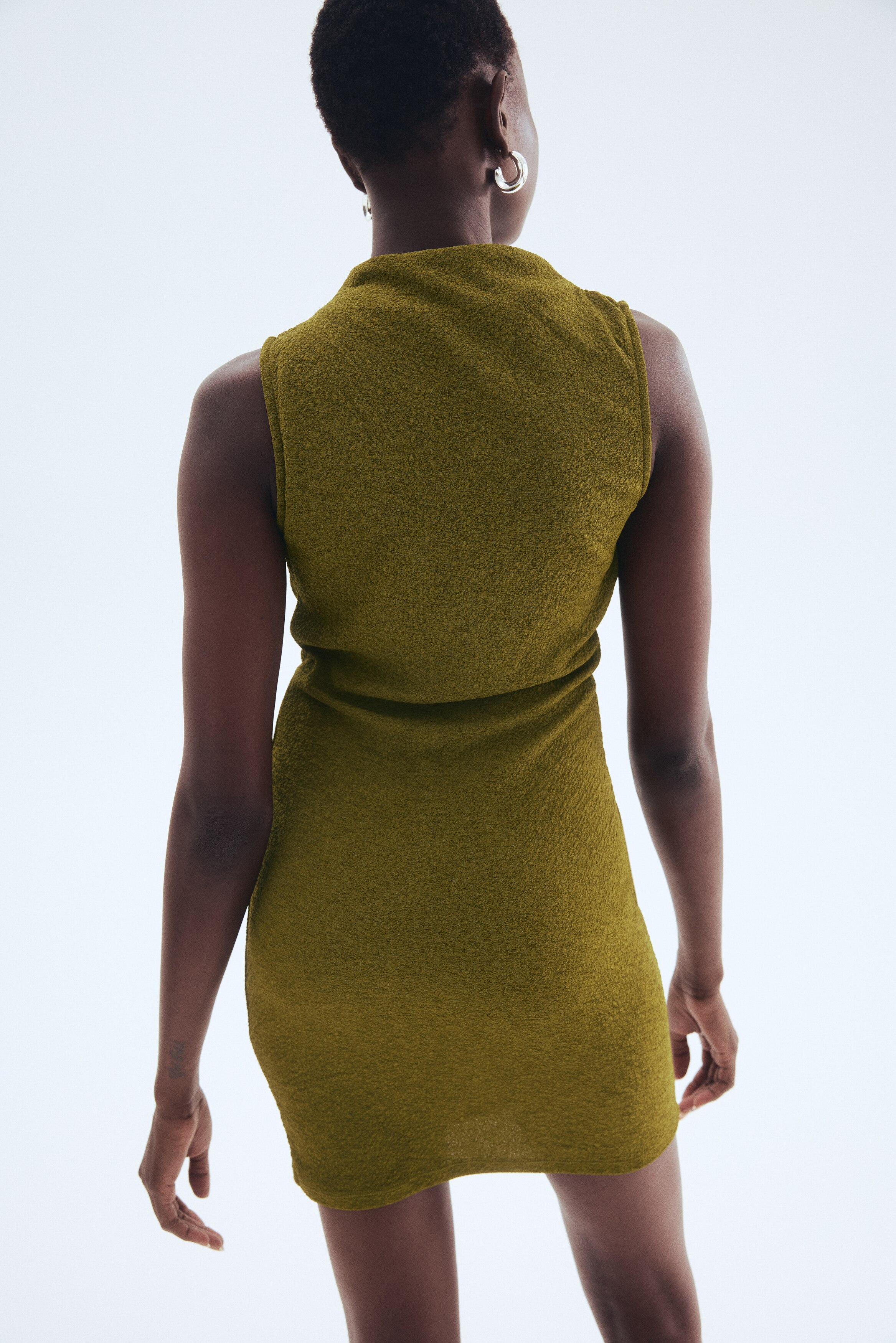 Women's Khaki green Textured Jersey Dress | H&M US